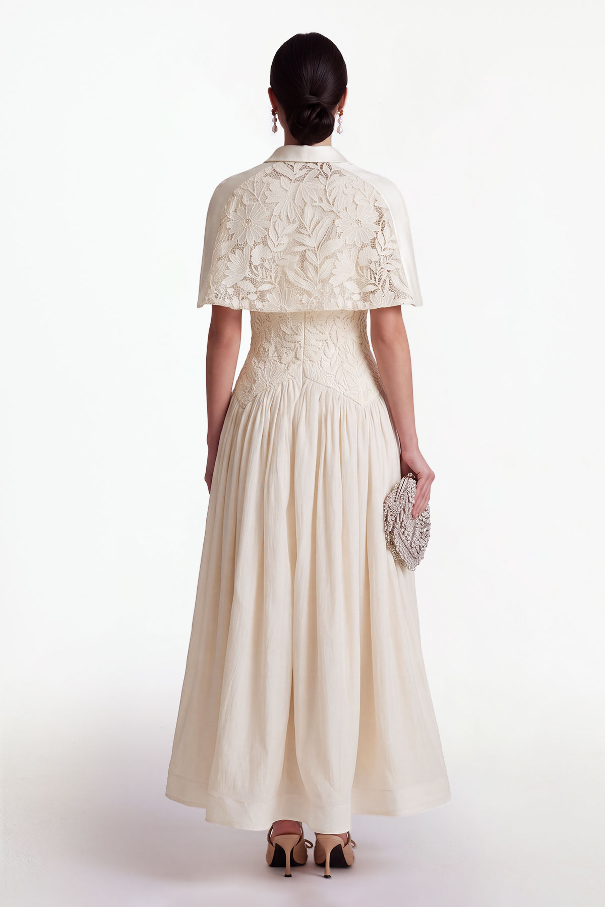 Diodato Floral Shawl Mesh Maxi Dress