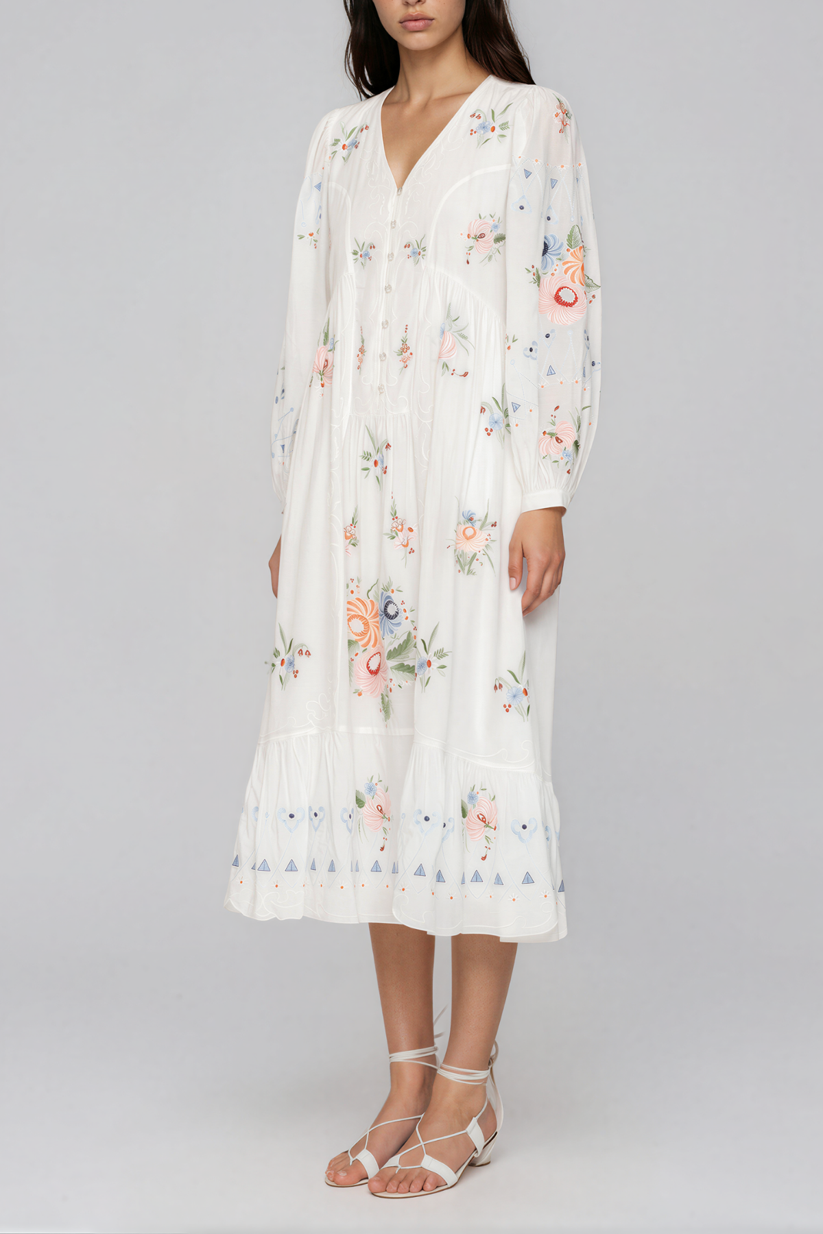 Kabibe Balloon Sleeve Floral Maxi Dress