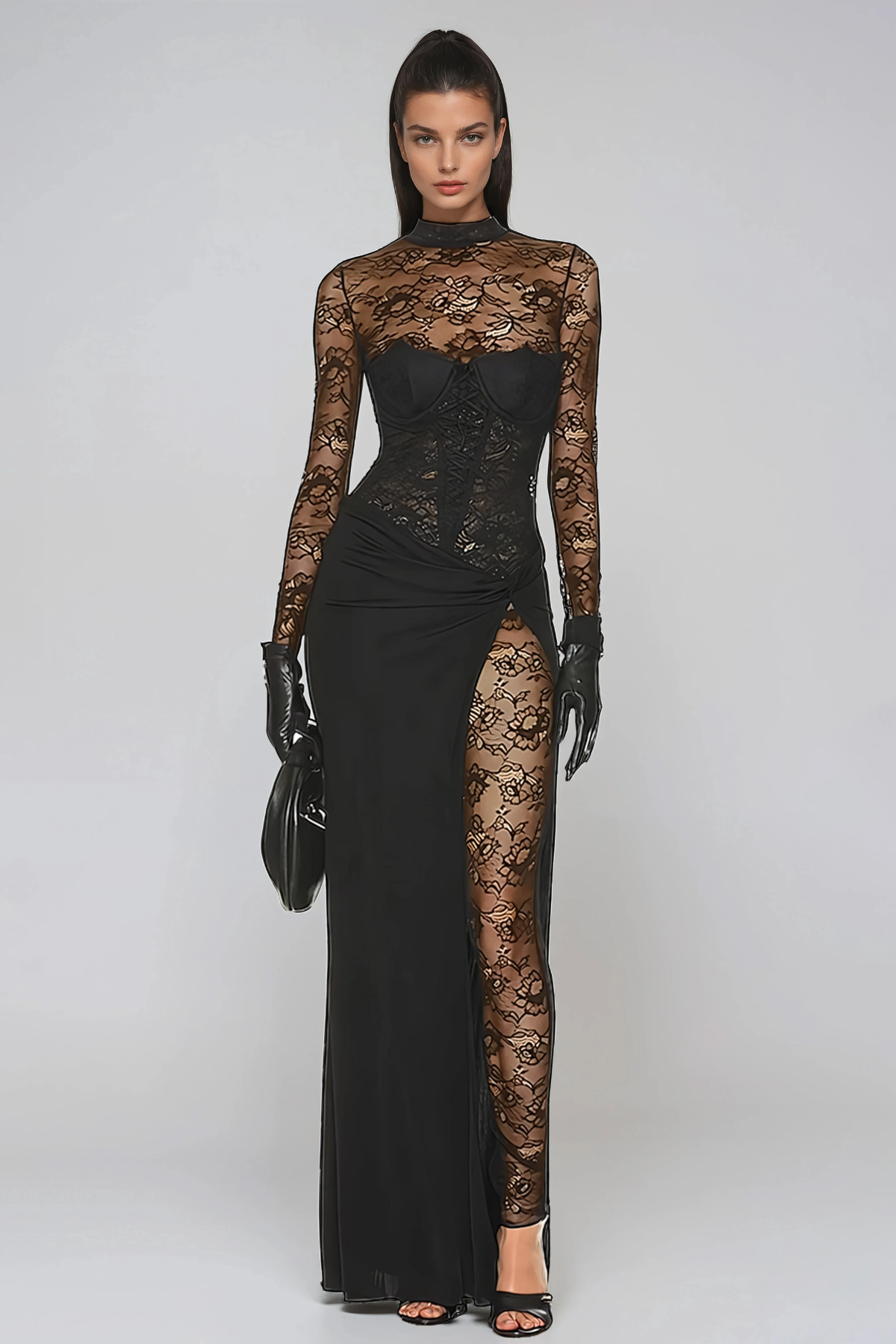 Hadrianus Lace Up Twist Maxi Dress