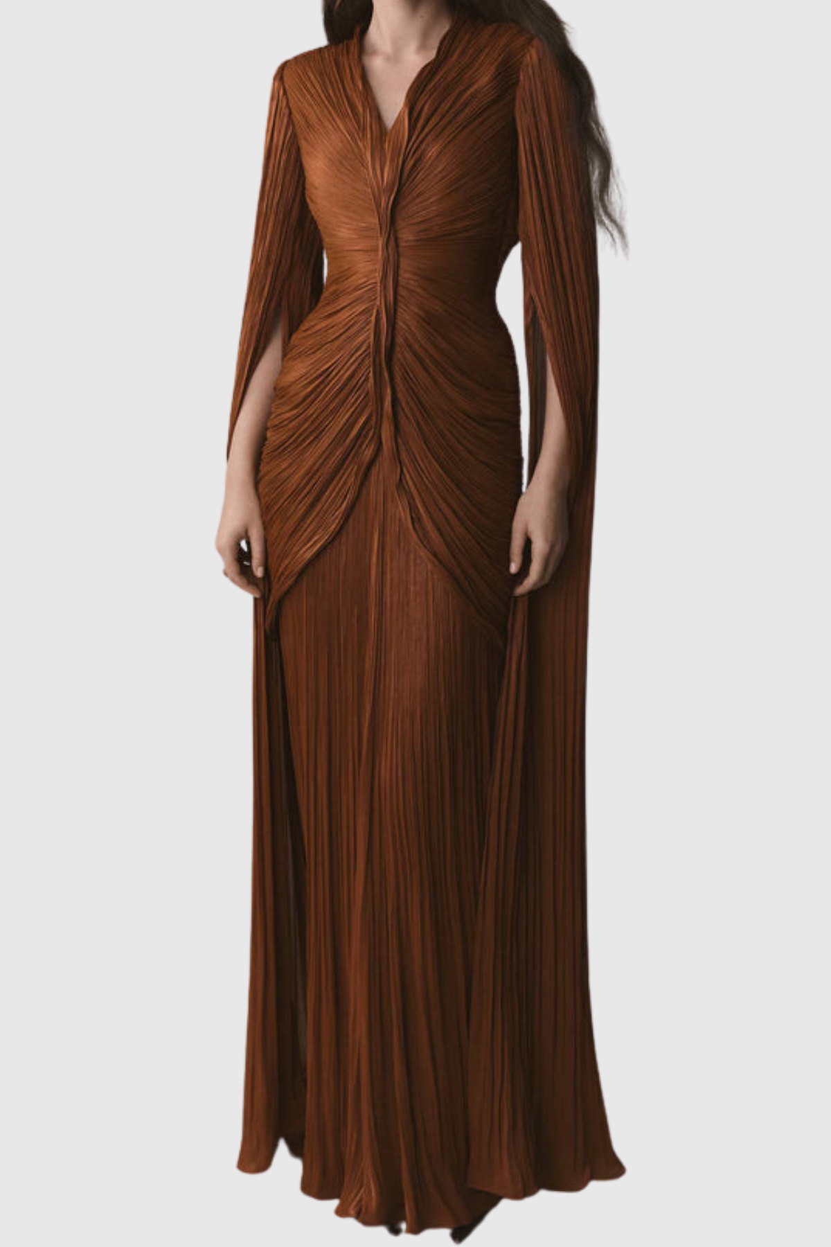 Hamnet Cape Sleeve Ruch Drap Maxi Dress