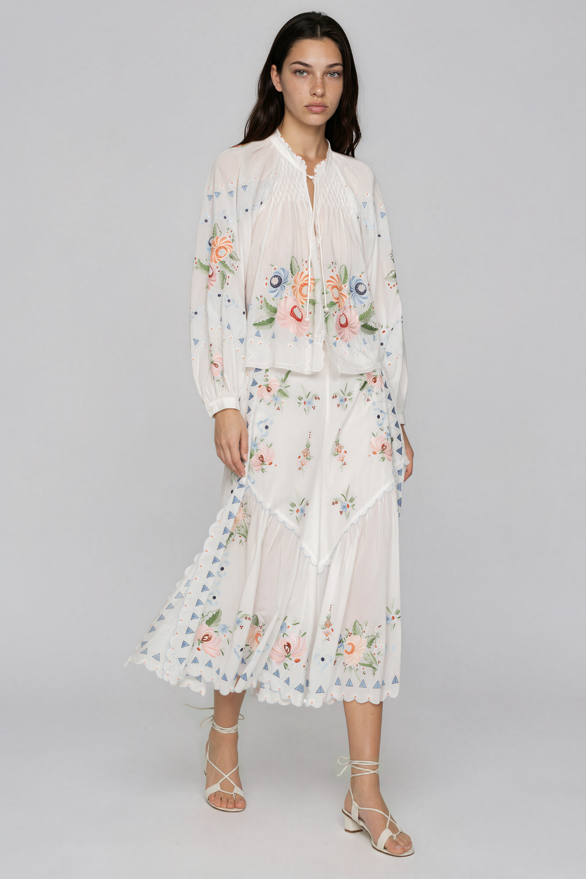 Kabibe Balloon Sleeve Floral Maxi Dress