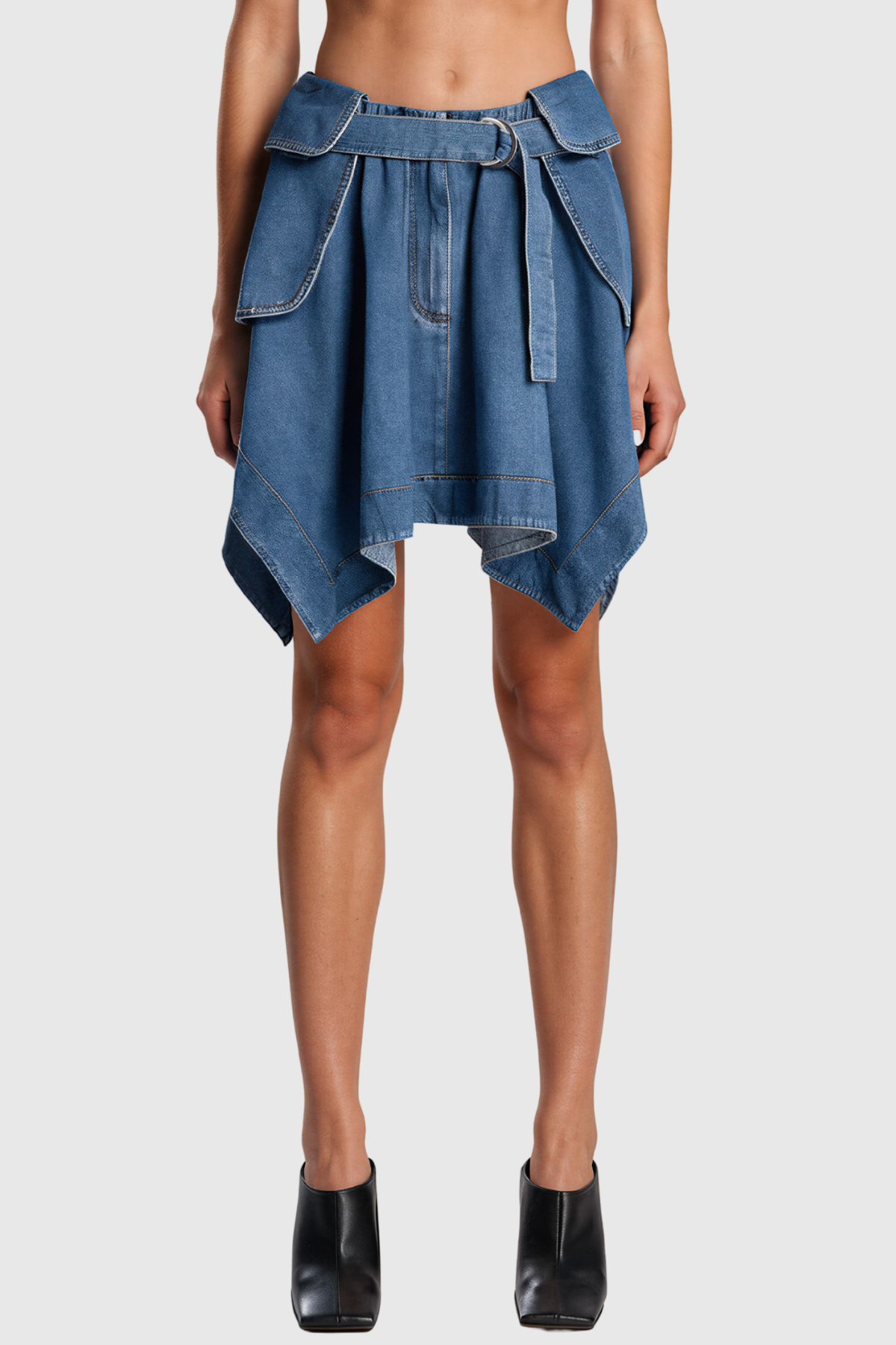 Kaia Asymmetrical Denim Mini Skirt