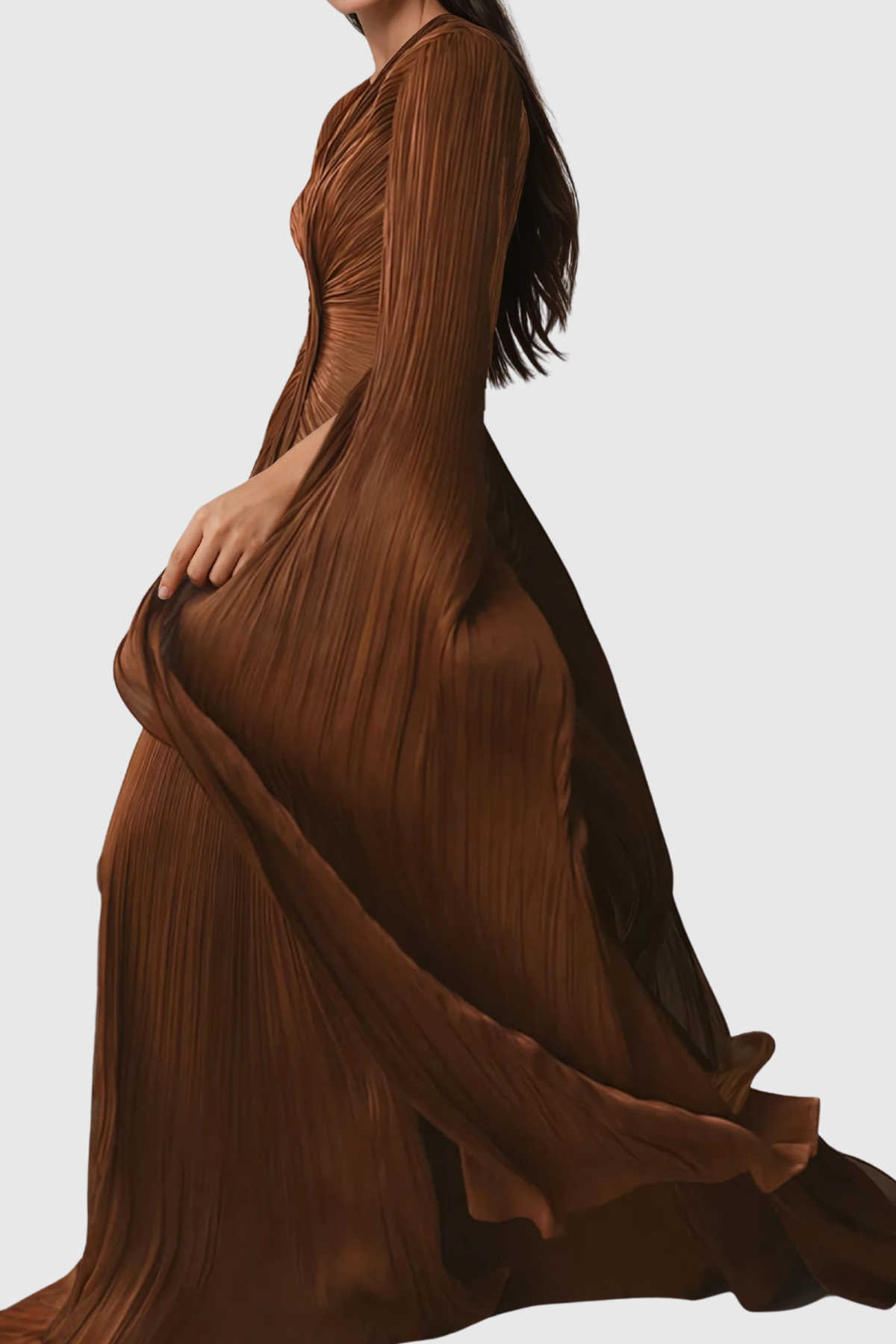 Hamnet Cape Sleeve Ruch Drap Maxi Dress