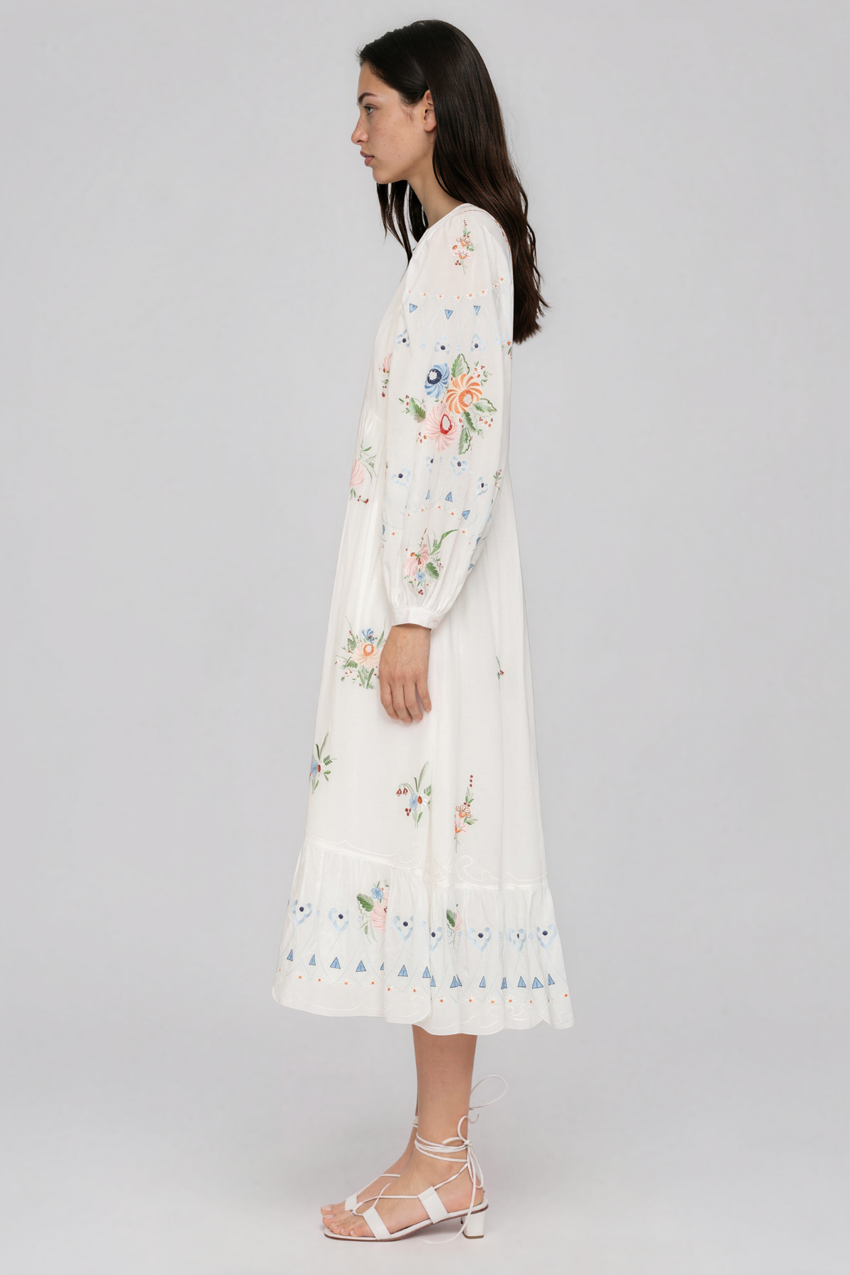 Kabibe Balloon Sleeve Floral Maxi Dress