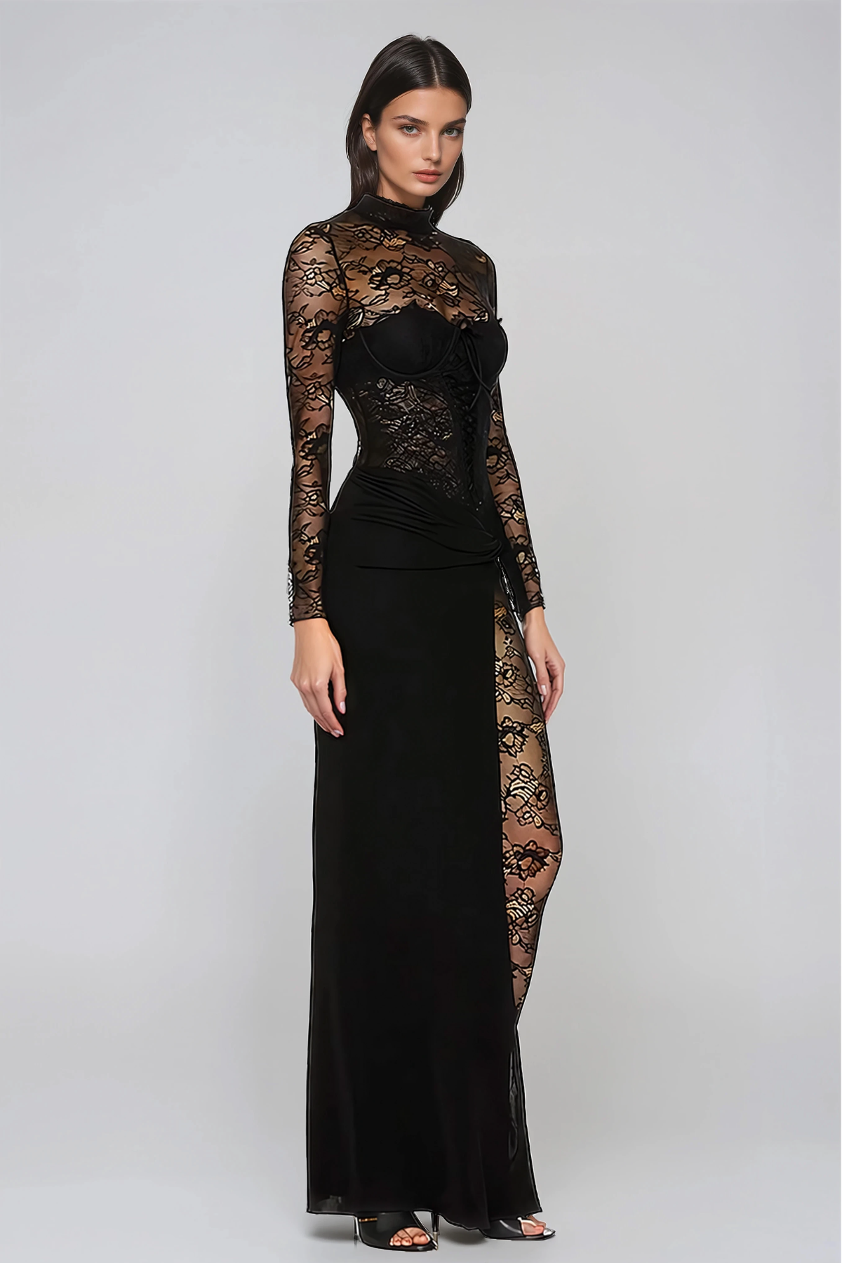 Hadrianus Lace Up Twist Maxi Dress