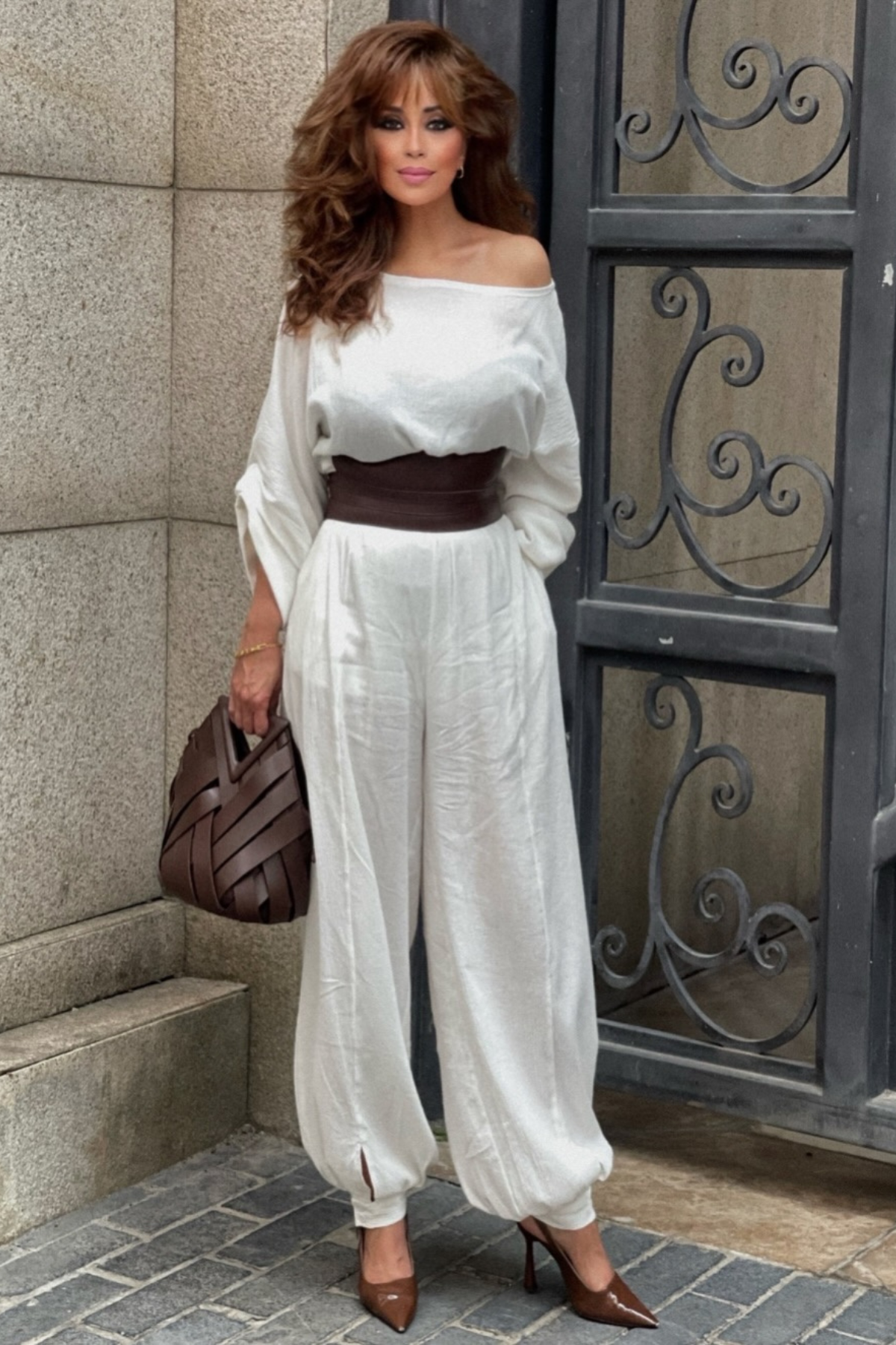 Frost Linen One Shoulder Pants Set