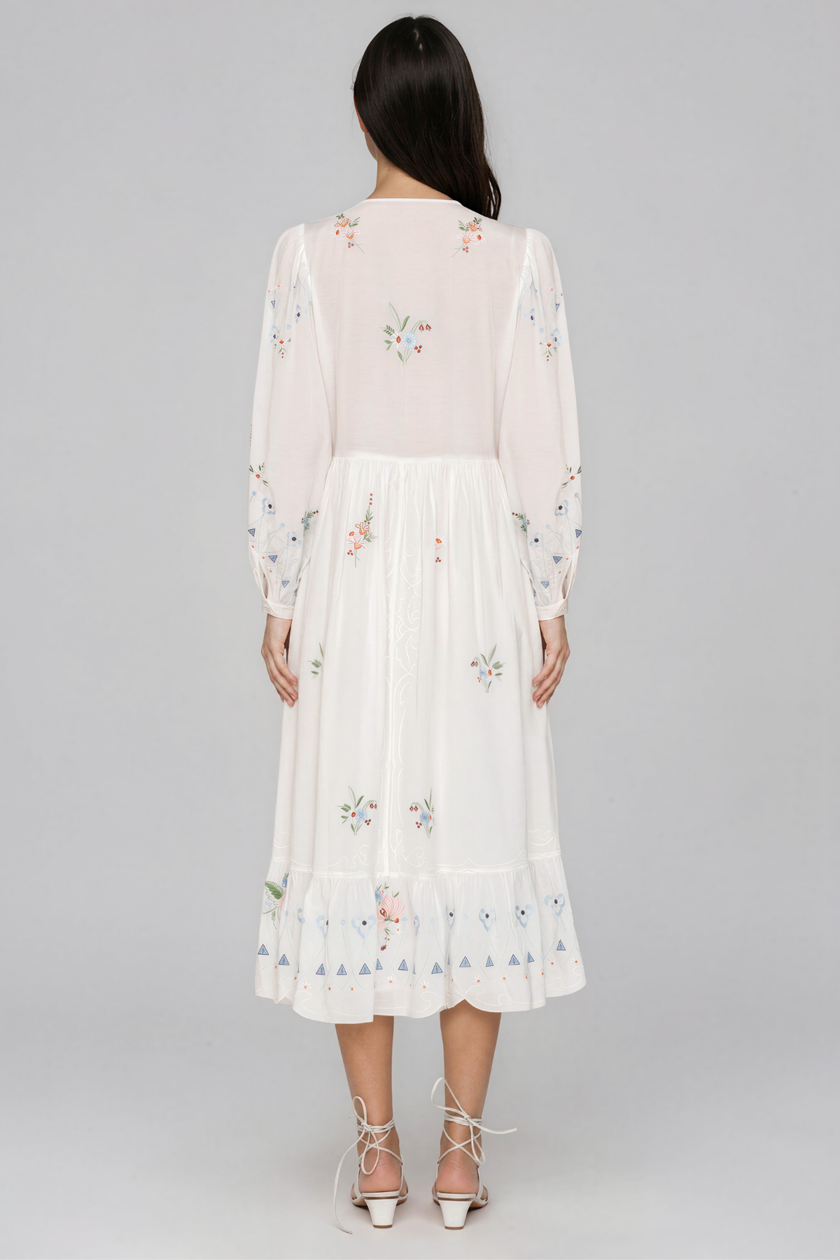 Kabibe Balloon Sleeve Floral Maxi Dress