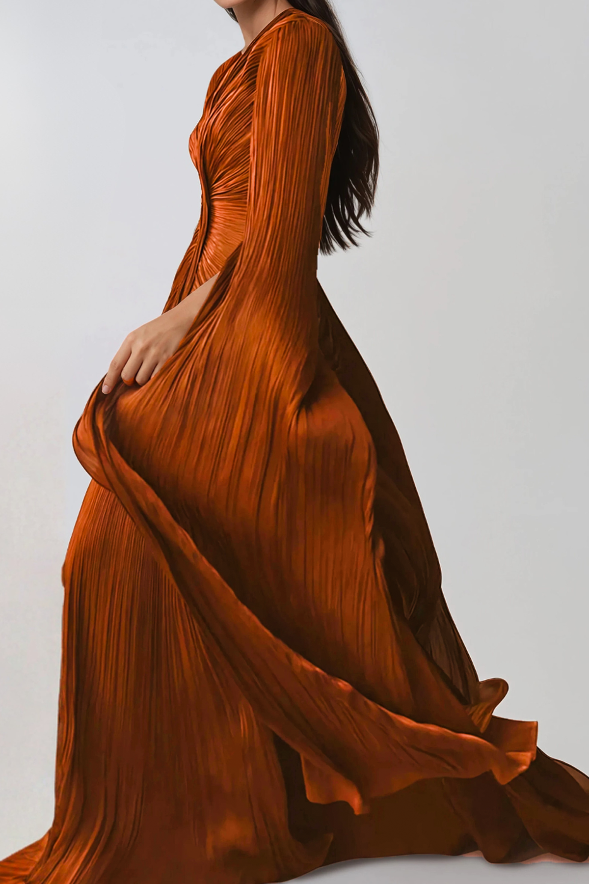 Hamnet Cape Sleeve Ruch Maxi Dress