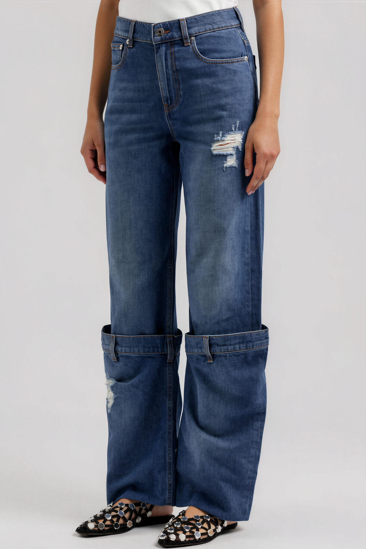 Kaiko Ripped Barrel Jeans