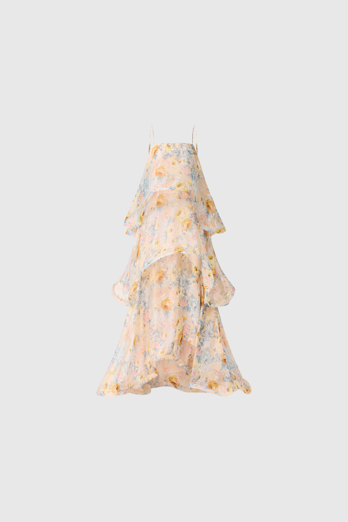 Ikbal Floral Tiered Maxi Dress In Yellow