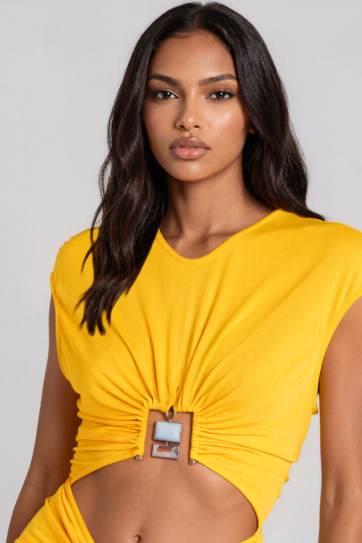 Jarrett Cutout Ruch Embellished Mini Dress In Orange