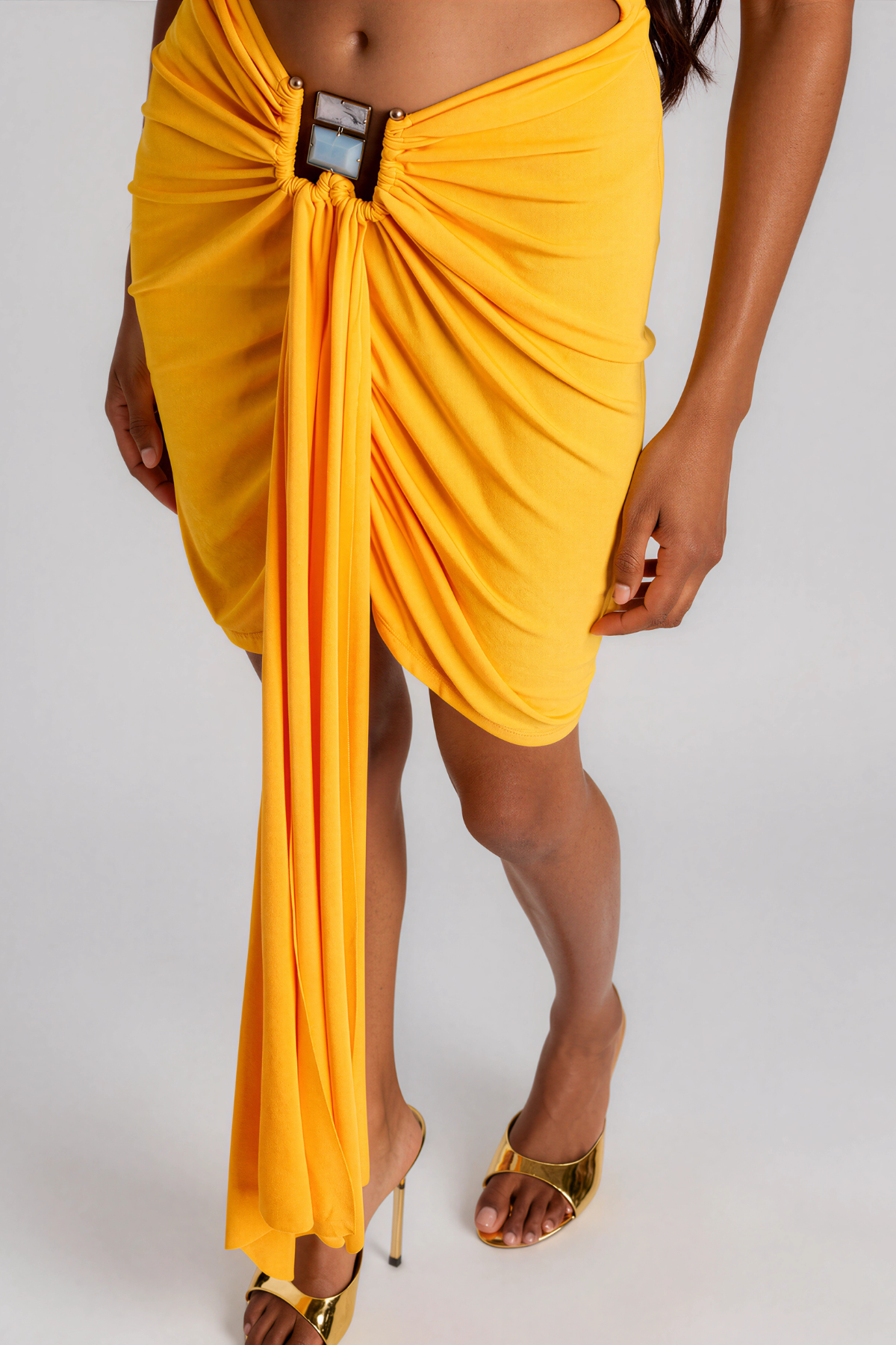Jarrett Cutout Ruch Embellished Mini Dress In Orange