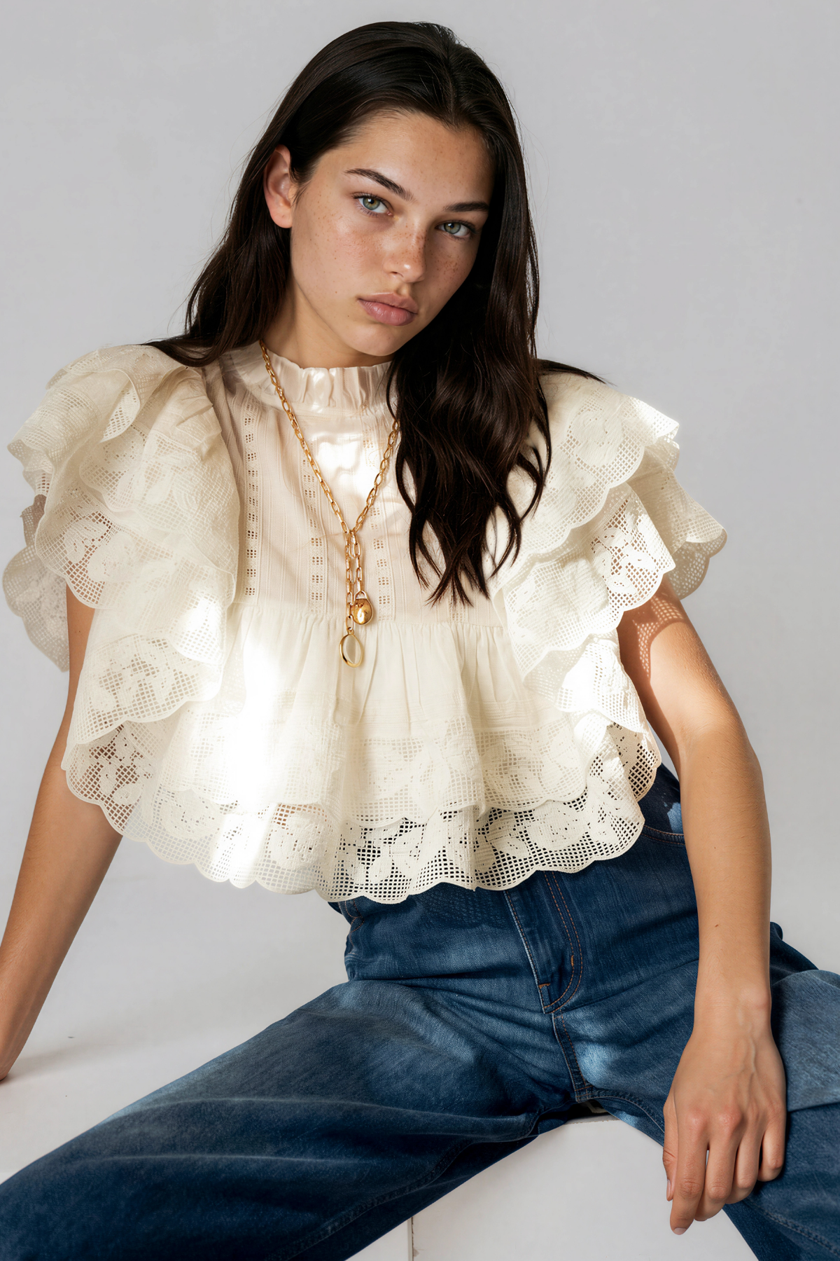 Kadija Ruffle Lace Top