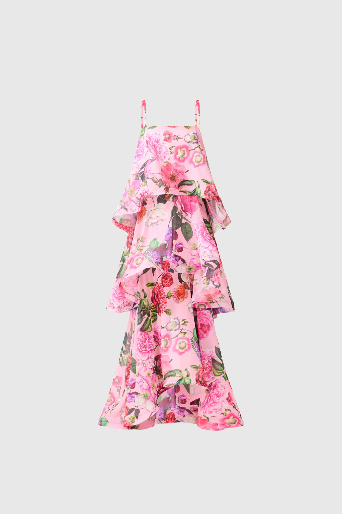 Ikbal Floral Tiered Maxi Dress In Pink