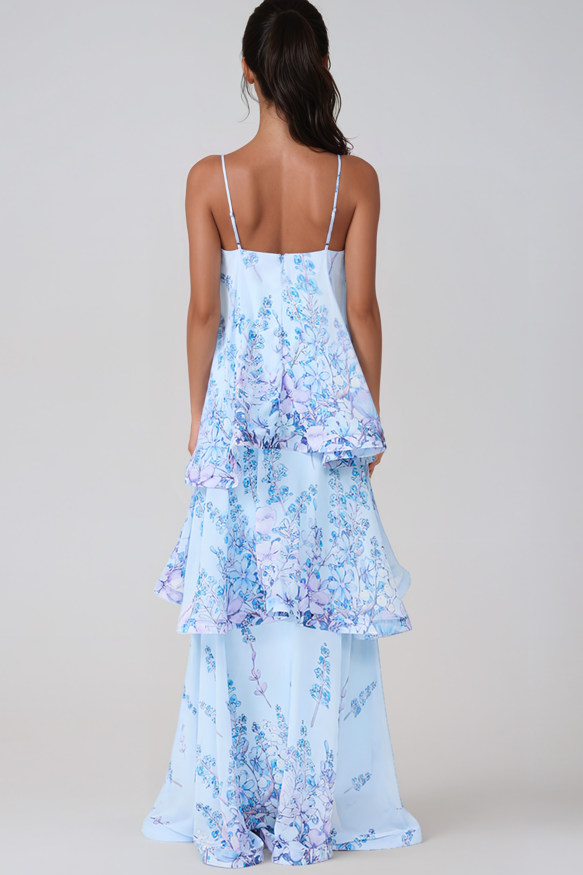 Ikbal Floral Tiered Maxi Dress In Blue