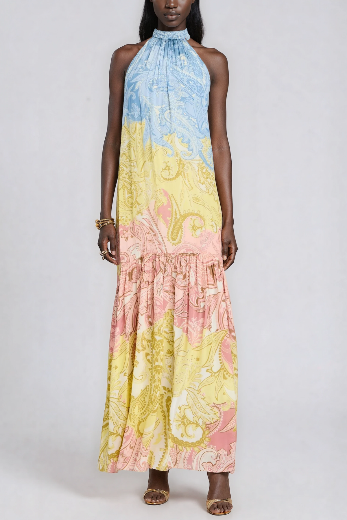 Idalia Halter Neck Paisley Maxi Dress