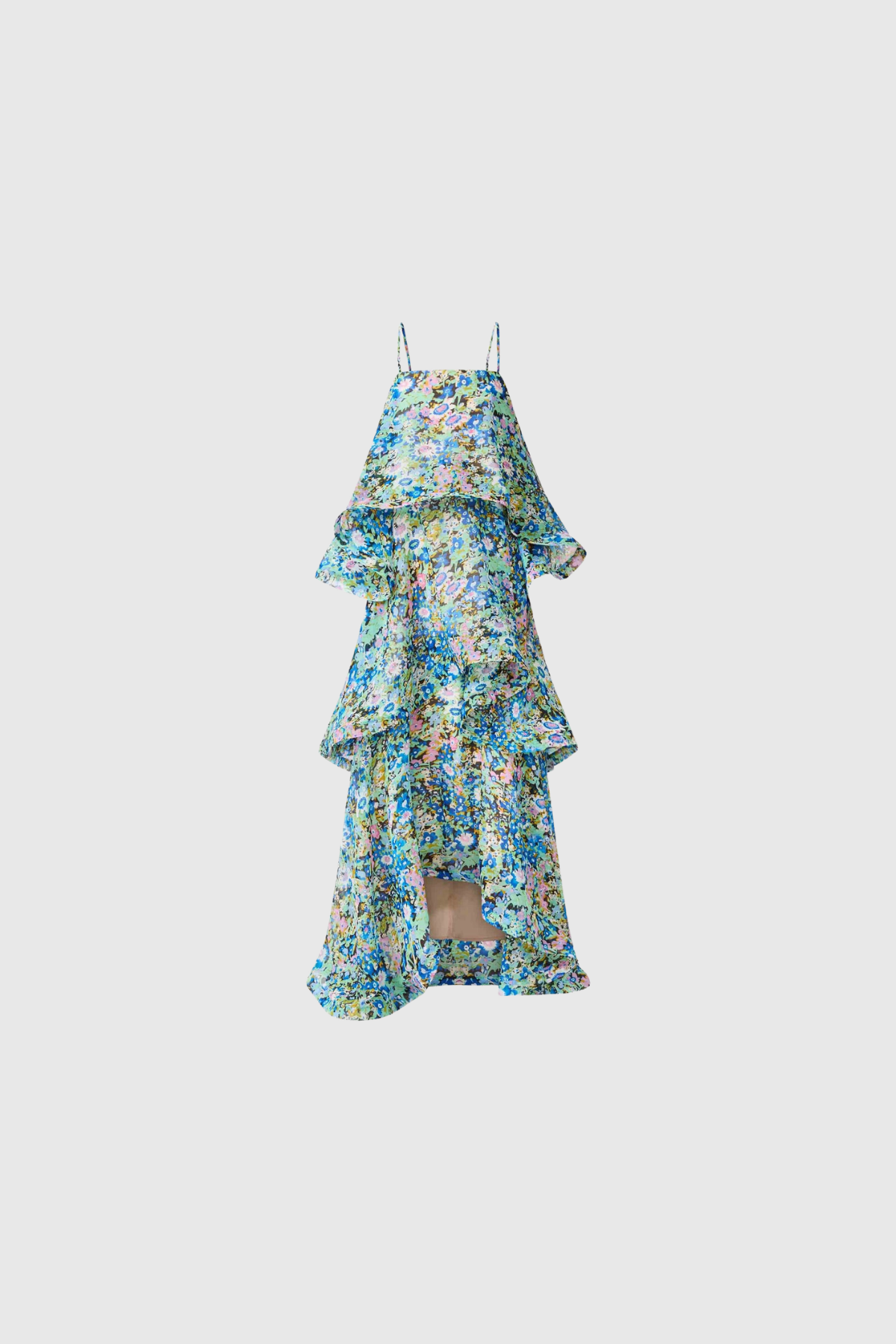 Ikbal Floral Tiered Maxi Dress In Green