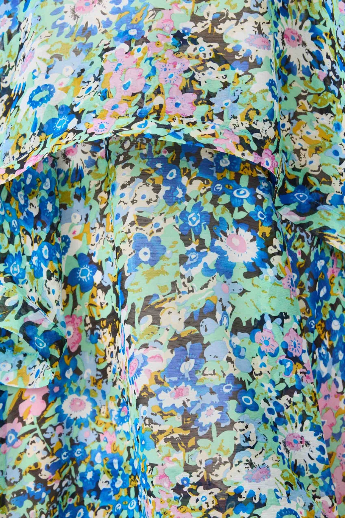 Ikbal Floral Tiered Maxi Dress In Green