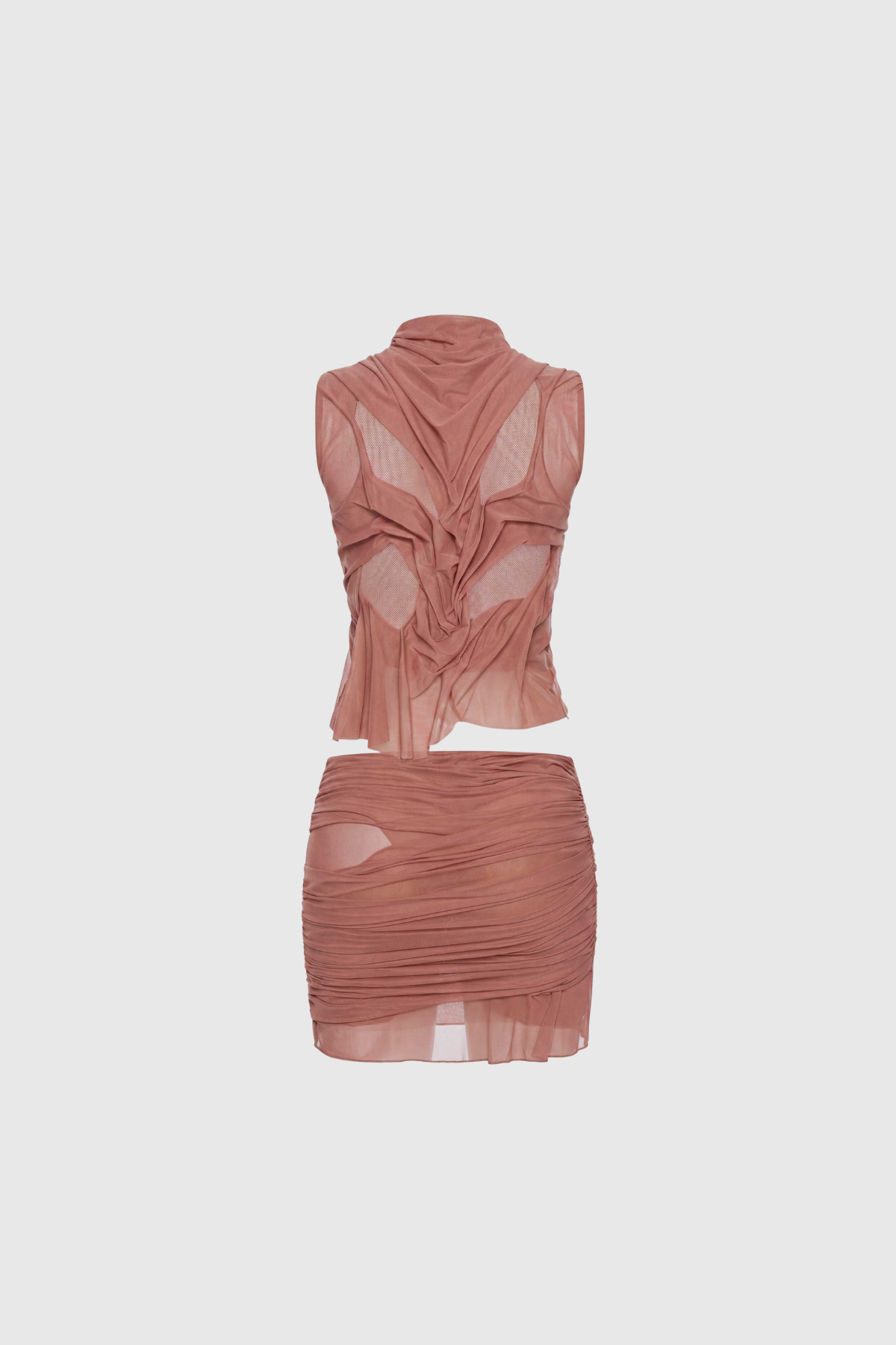 Davion Sleeveless Ruch Skirt Set