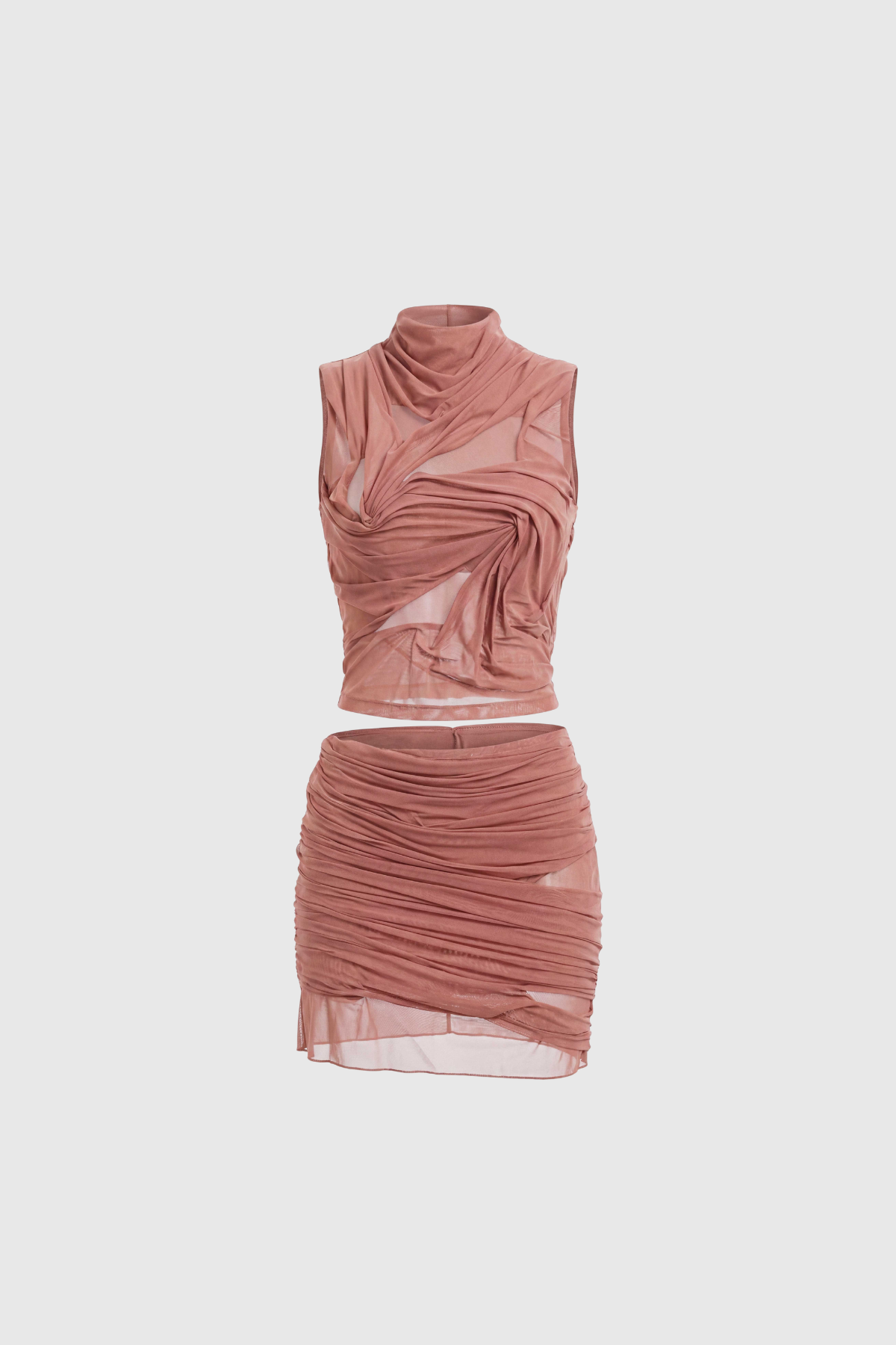 Davion Sleeveless Ruch Skirt Set