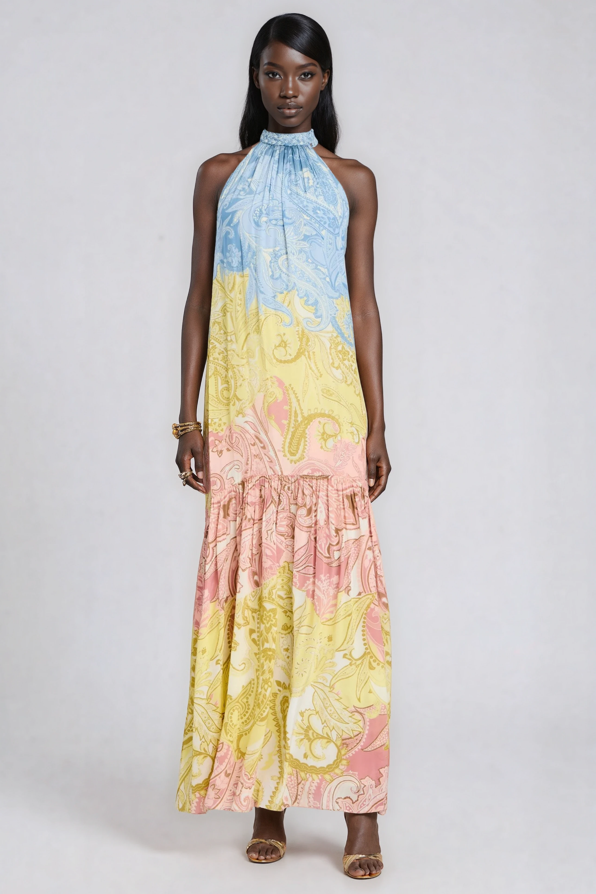 Idalia Halter Neck Paisley Maxi Dress