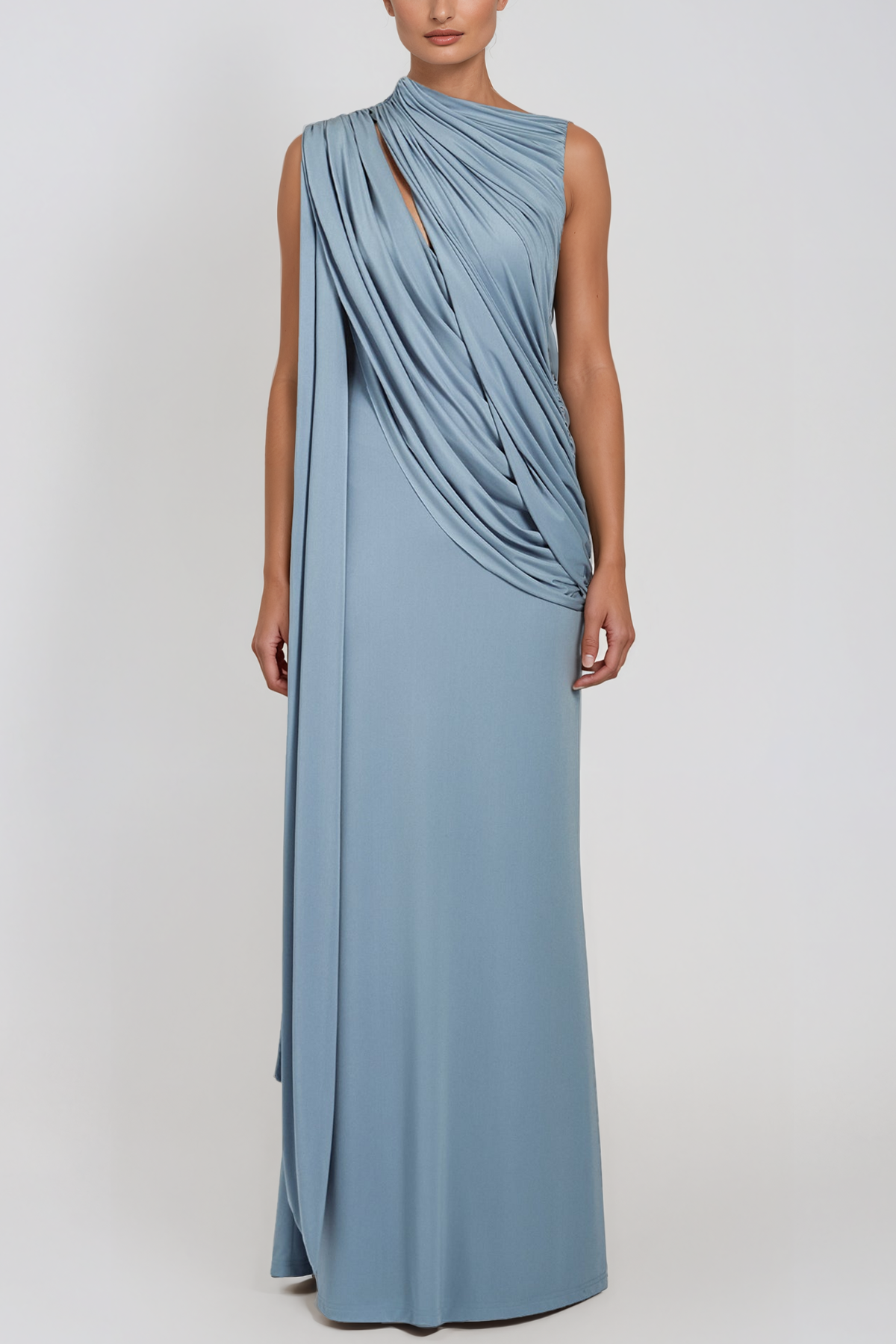 Flick Sleeveless Ruch Fringe Maxi Dress