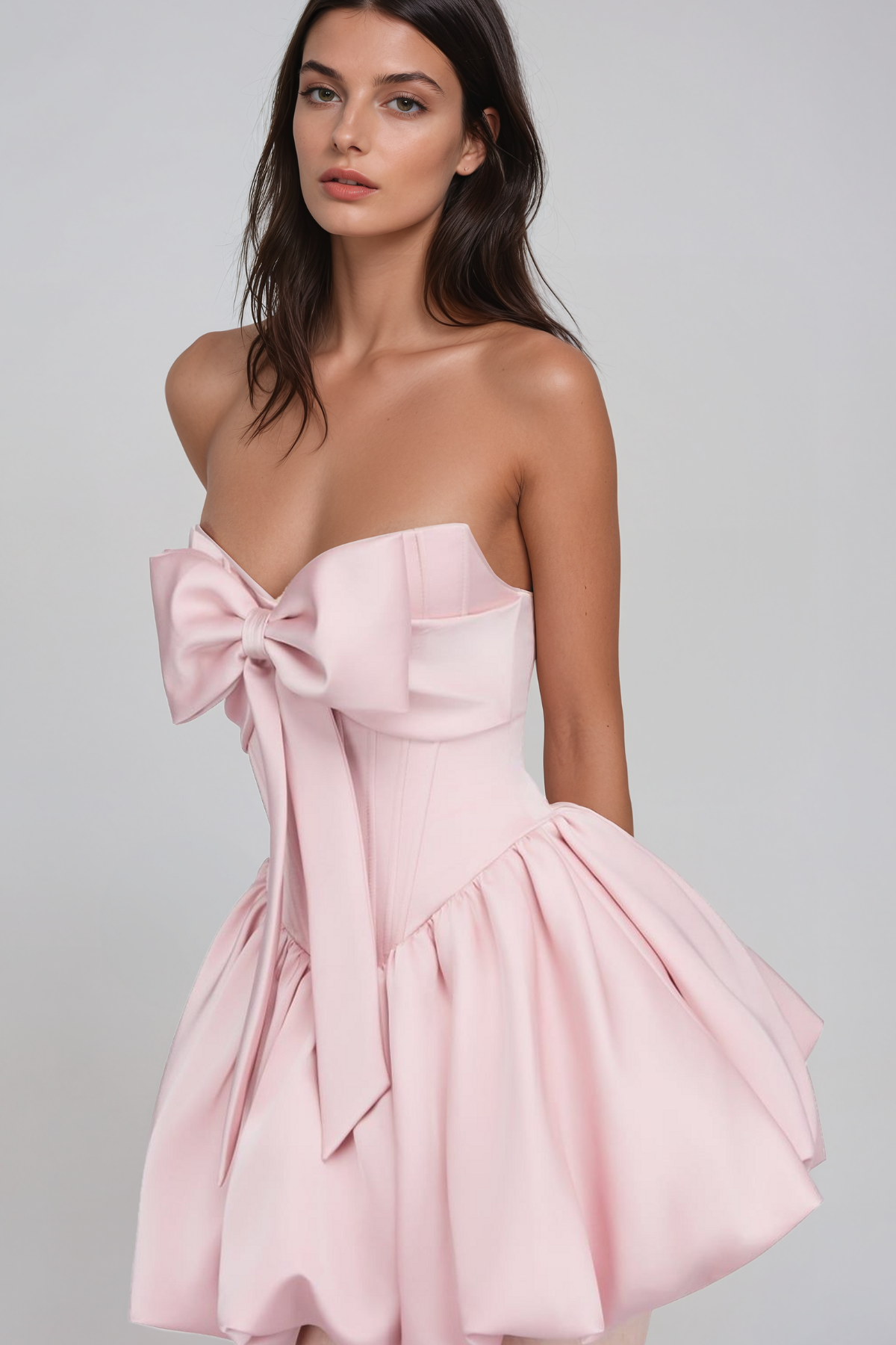 Hardy Strapless Bow Bubble Mini Dress
