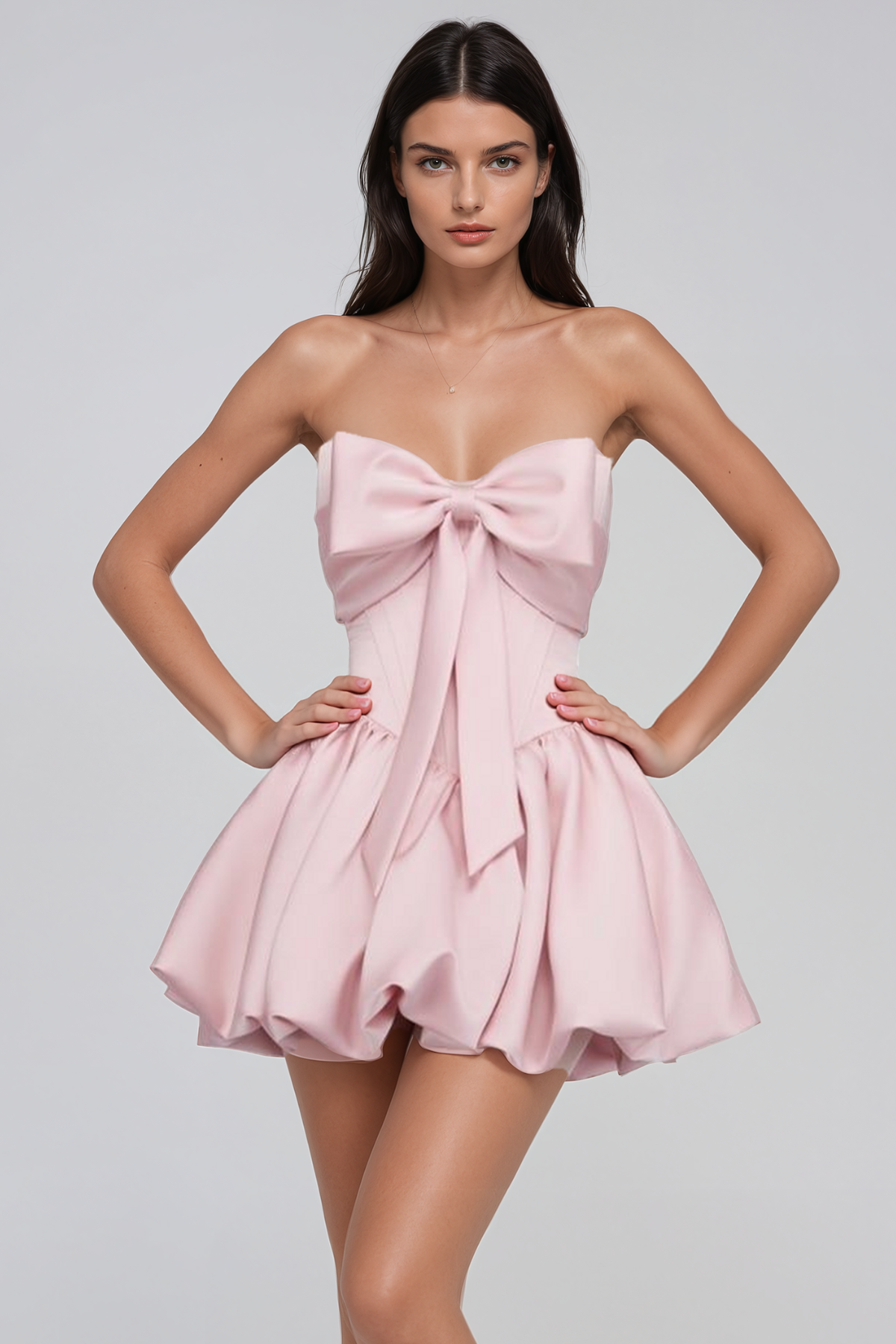 Hardy Strapless Bow Bubble Mini Dress