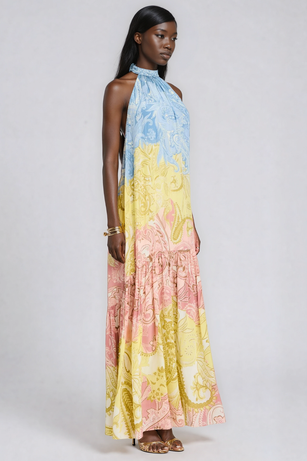 Idalia Halter Neck Paisley Maxi Dress