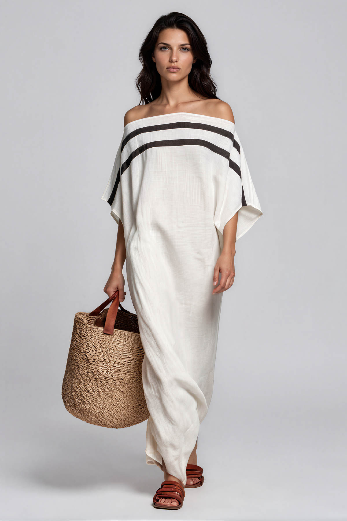 Intan Stripe Off Shoulder Maxi Dress