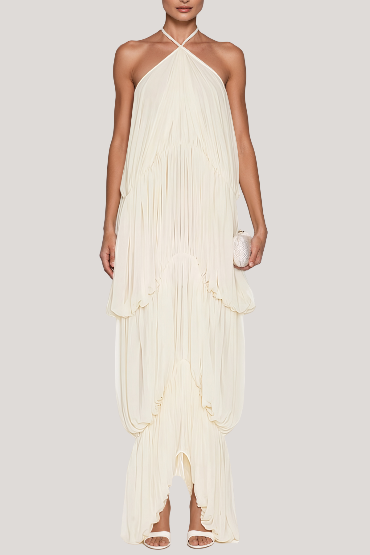 Kiara Halter Neck Draped Maxi Dress