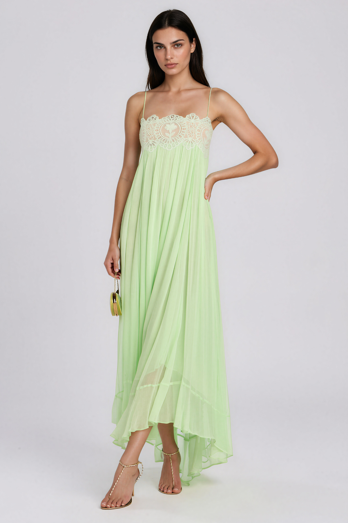 Hanieh Spaghetti Lace Floral Maxi Dress
