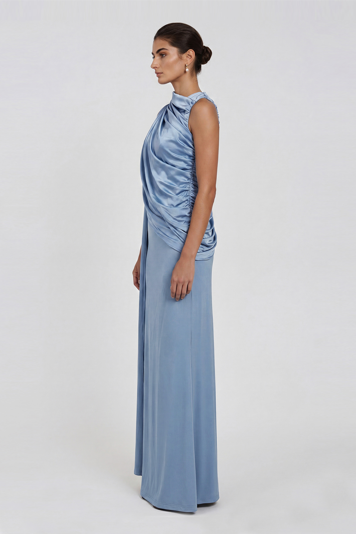 Flick Sleeveless Ruch Fringe Maxi Dress