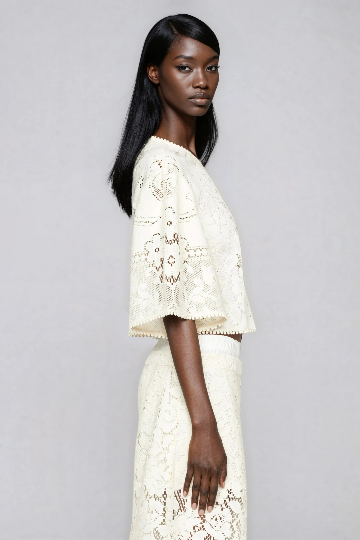 Hamlet Lace Cutout Wide Leg Pants Set