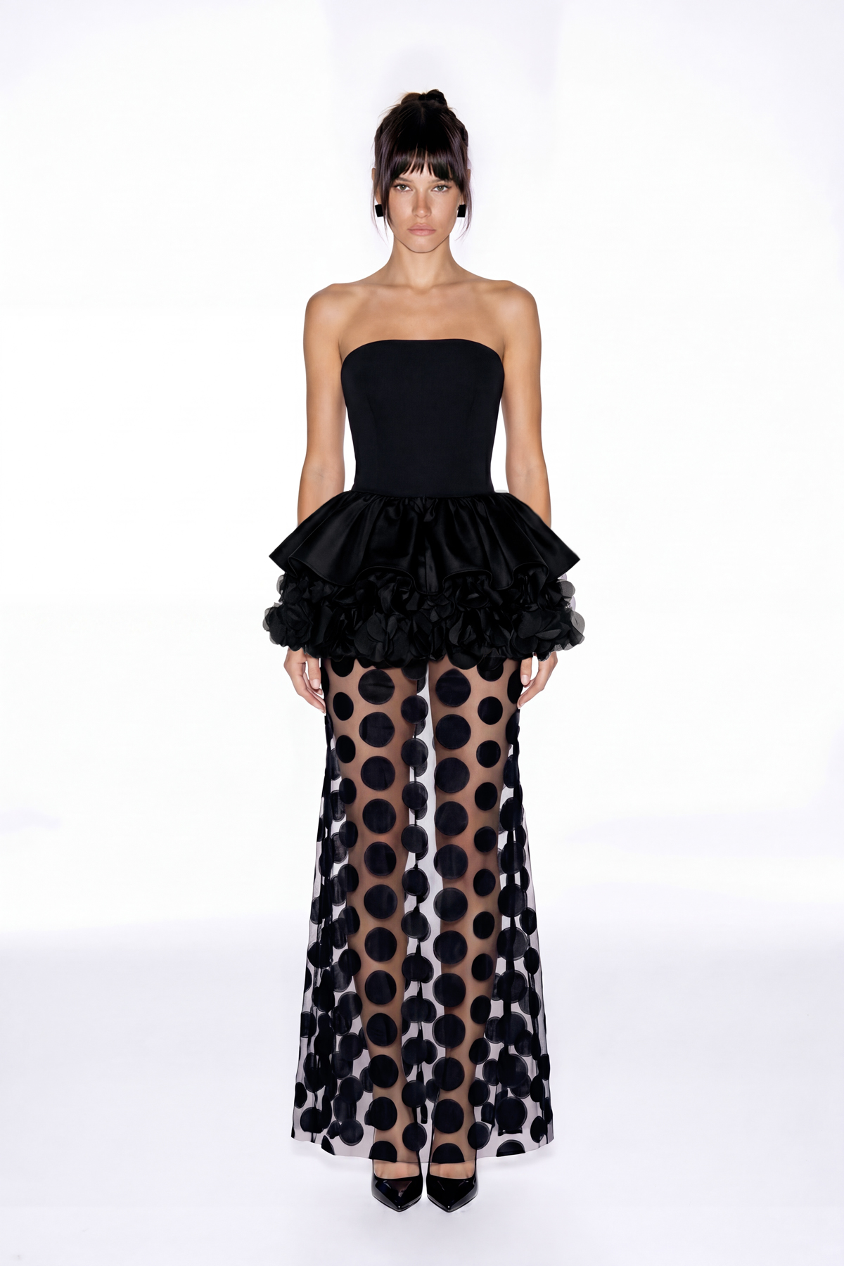 Ellwood Ruffle Dot Mesh Maxi Dress