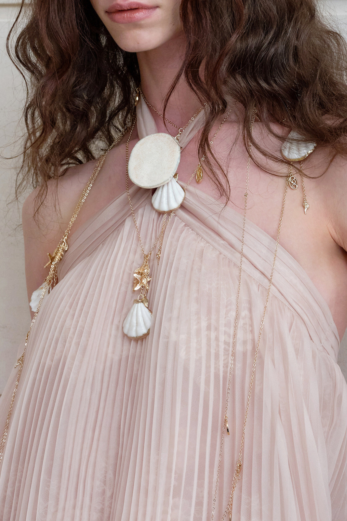 Folami Halter Neck Ruch Maxi Dress