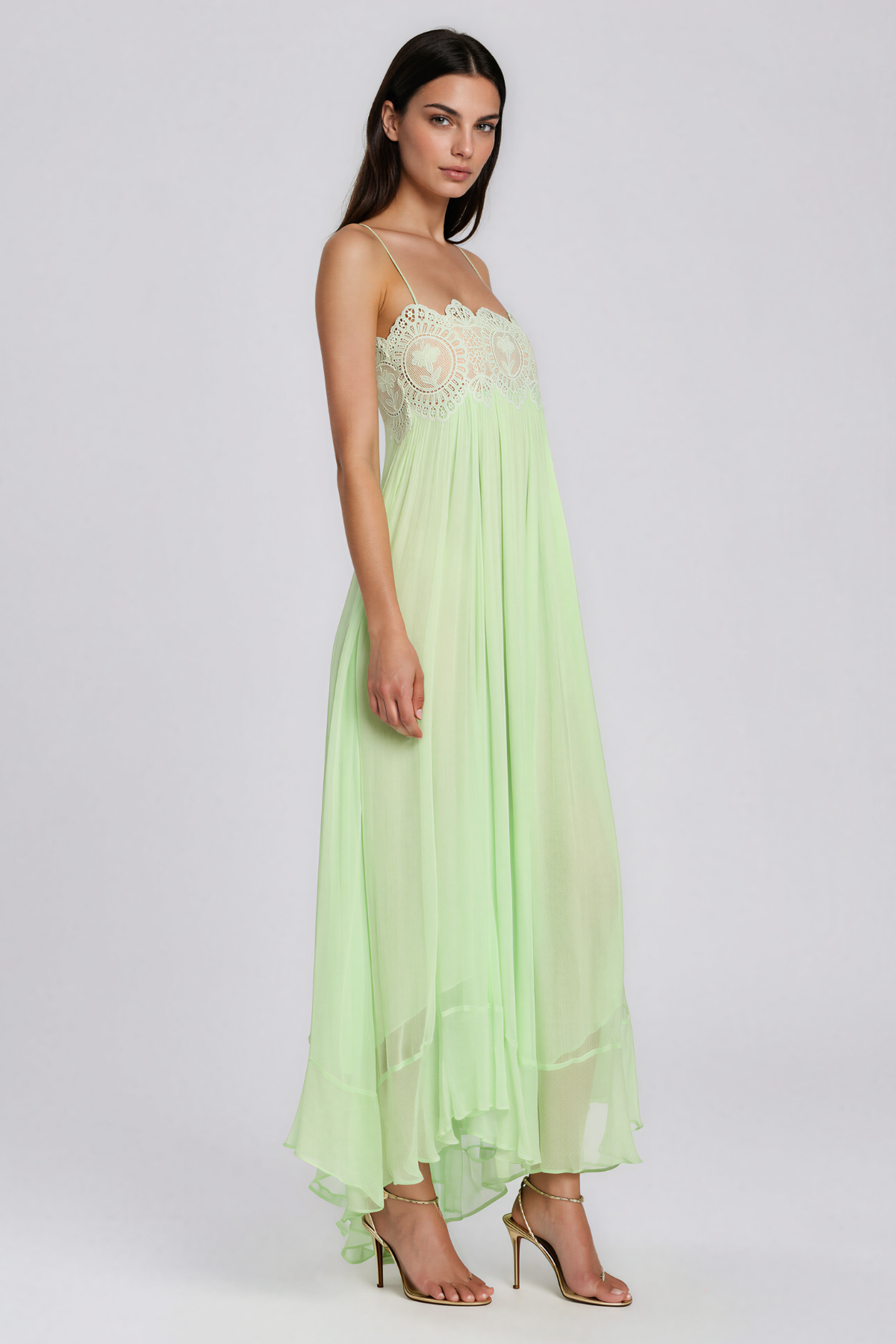 Hanieh Spaghetti Lace Floral Maxi Dress
