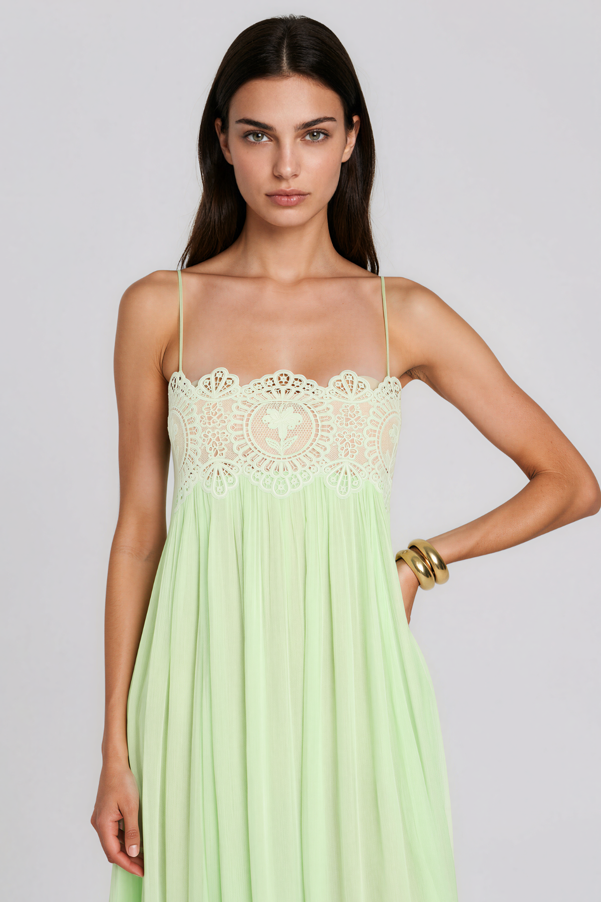 Hanieh Spaghetti Lace Floral Maxi Dress