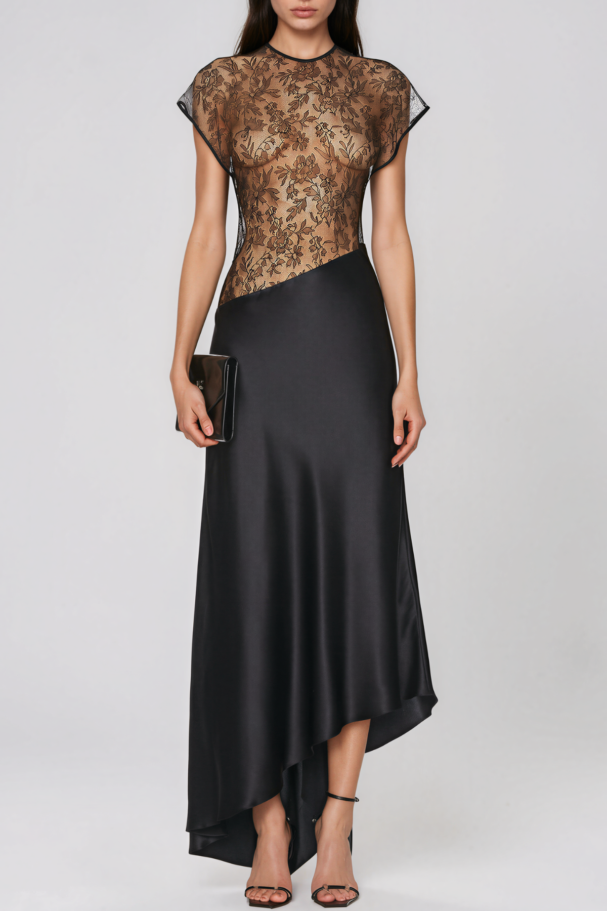 Kamaile Lace Asymmetric Maxi Dress