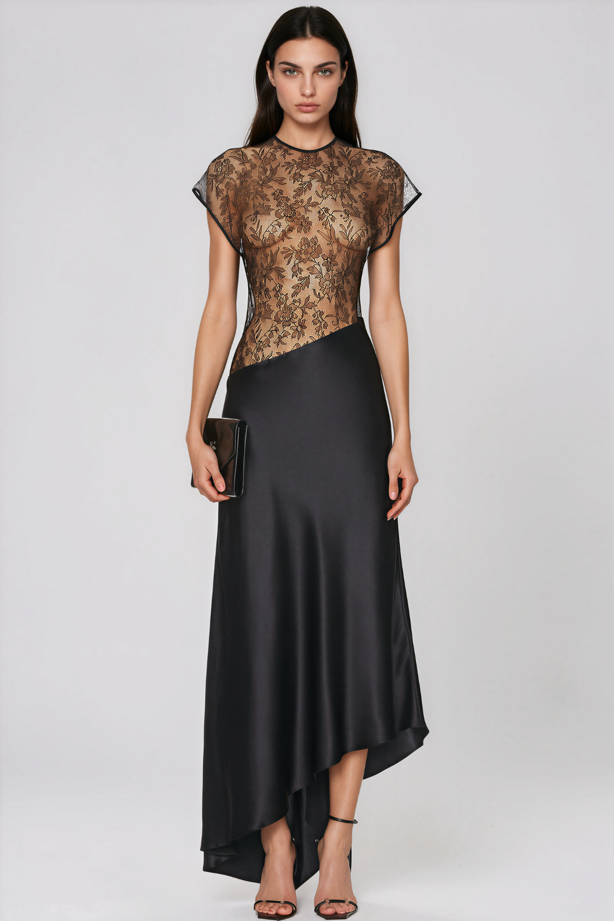 Kamaile Lace Asymmetric Maxi Dress