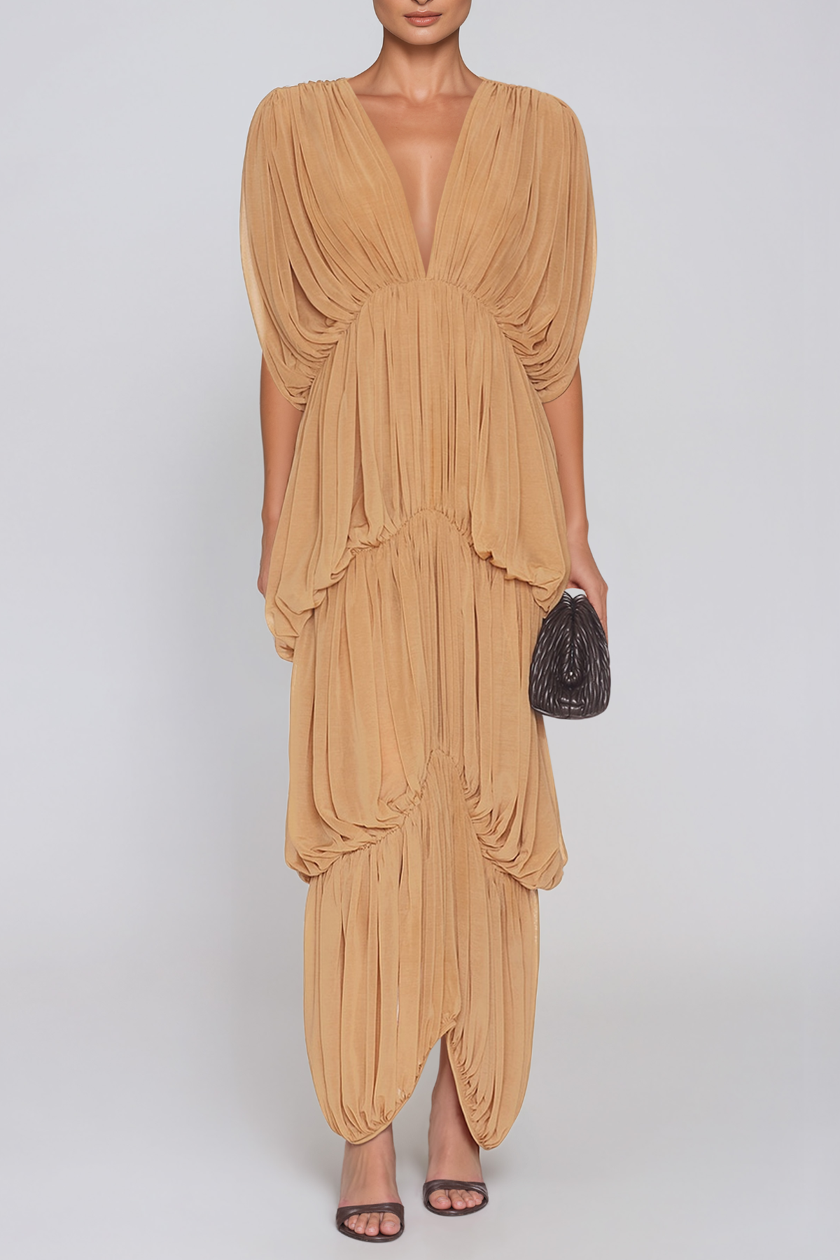 Kylie V Neck Draped Maxi Dress