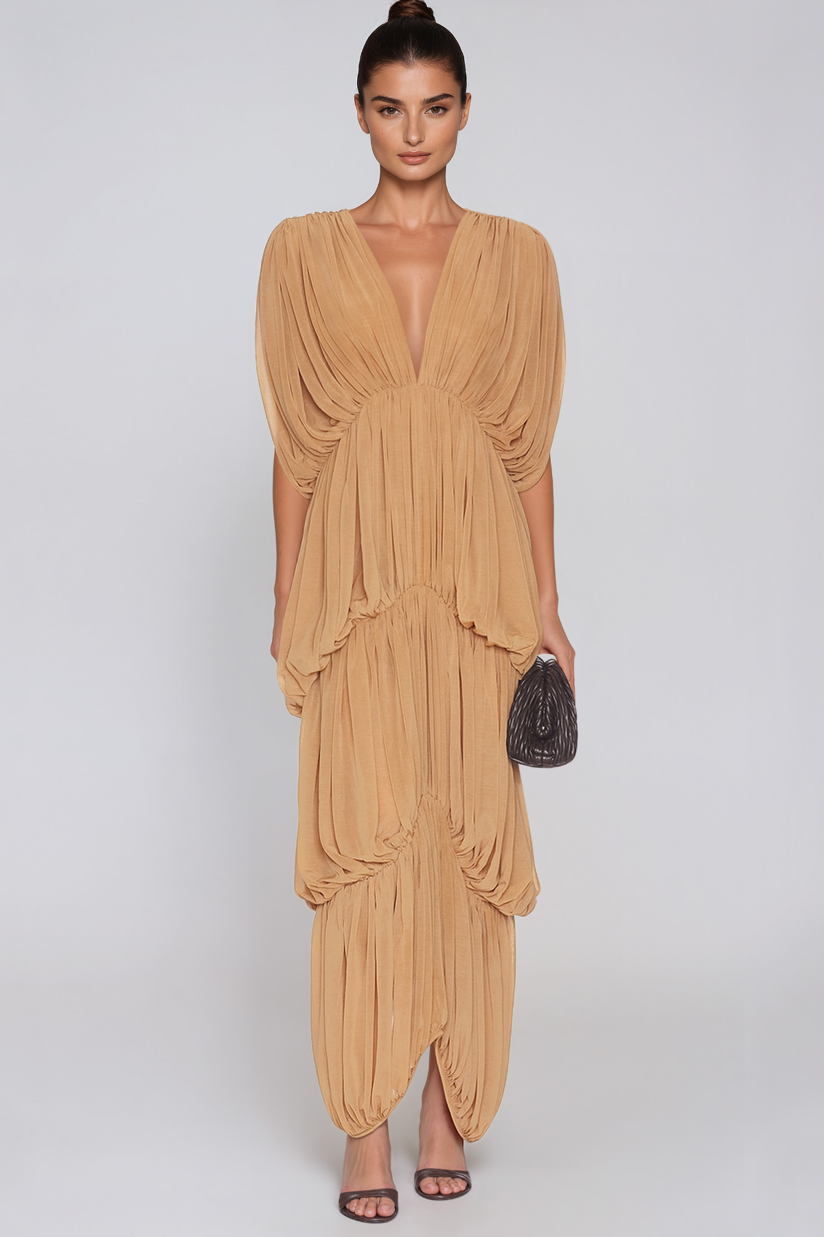 Kylie V Neck Draped Maxi Dress