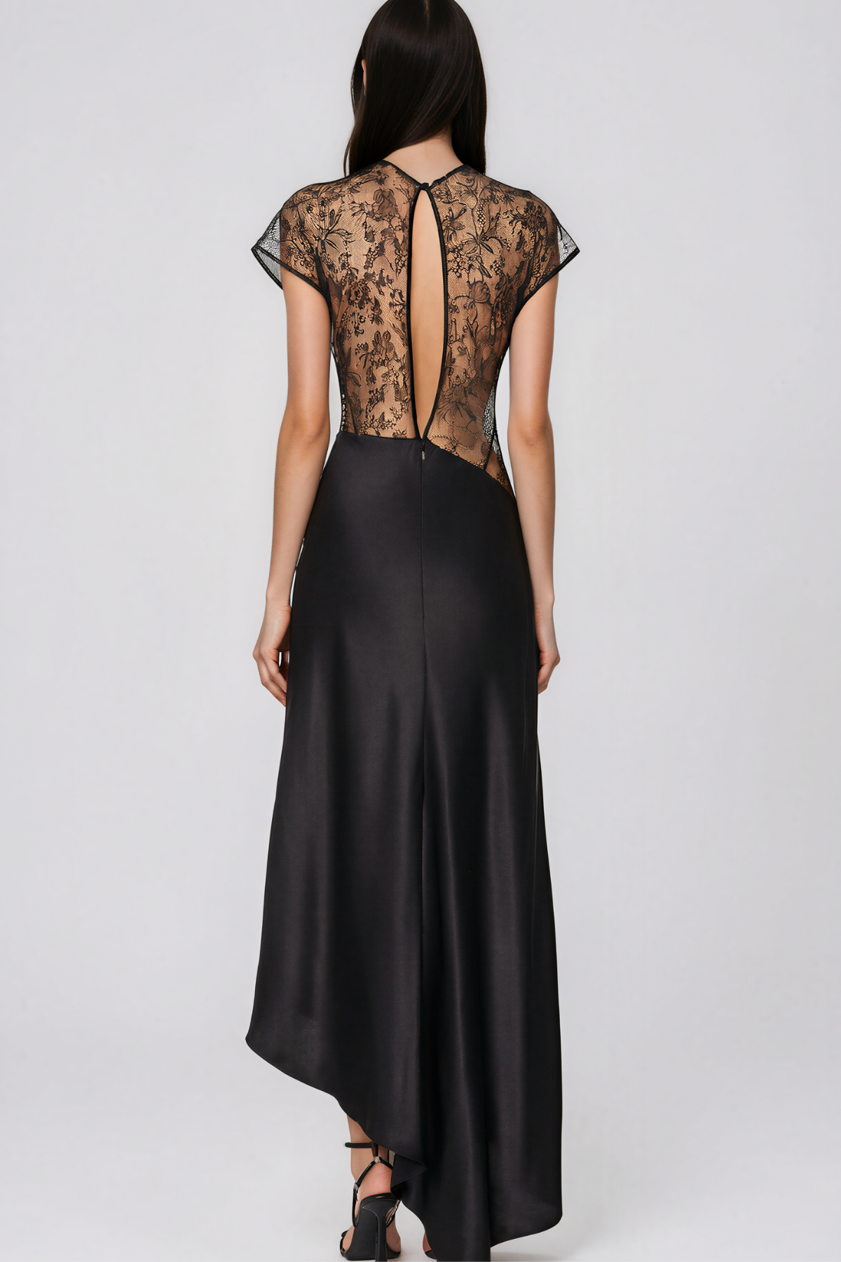 Kamaile Lace Asymmetric Maxi Dress