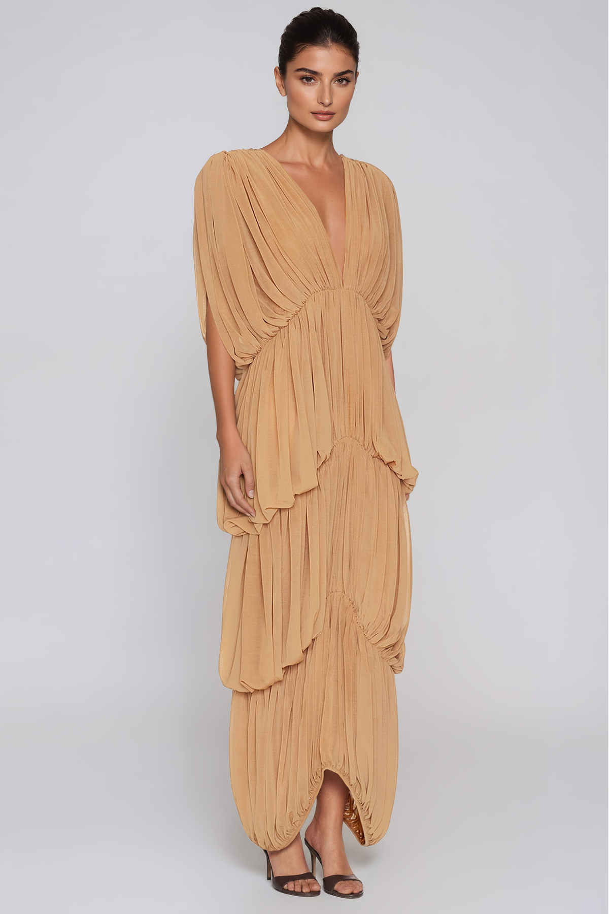 Kylie V Neck Draped Maxi Dress