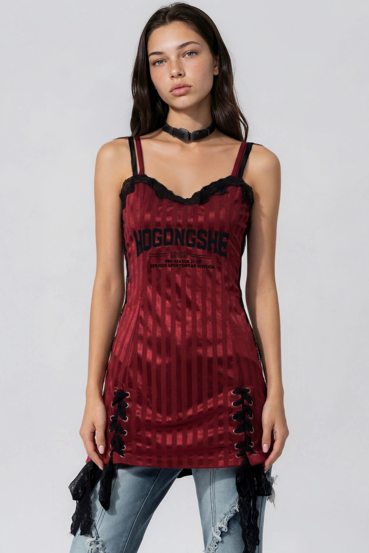 Kalonice Spaghetti Lace Up Mini Dress