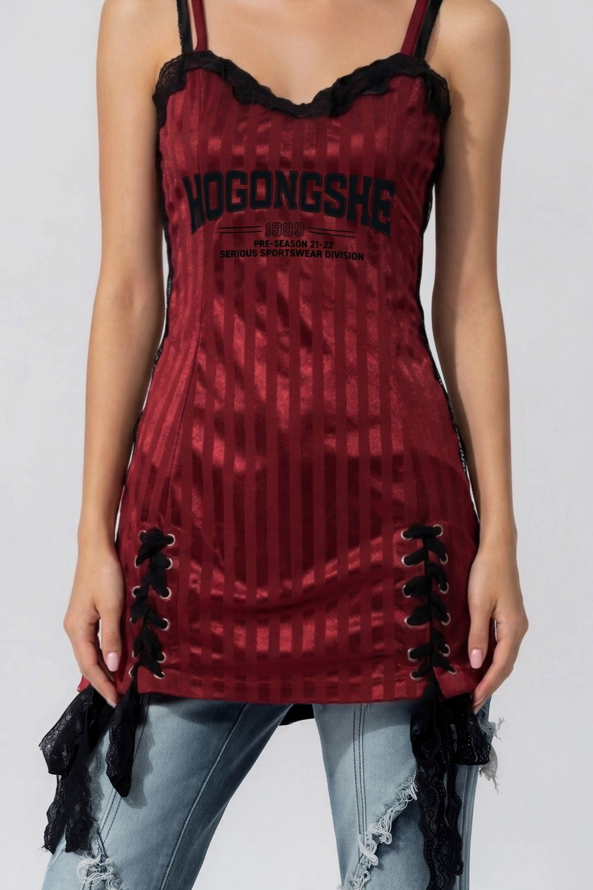 Kalonice Spaghetti Lace Up Mini Dress