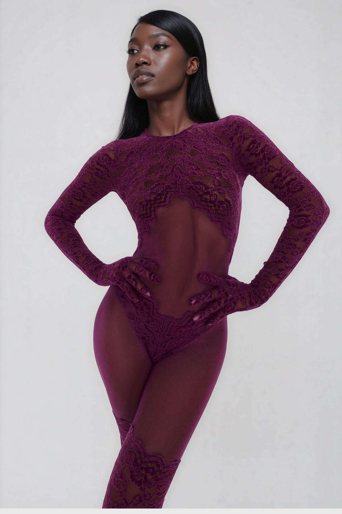 Jarrod Long Sleeve Lace Mesh Jumpsuit