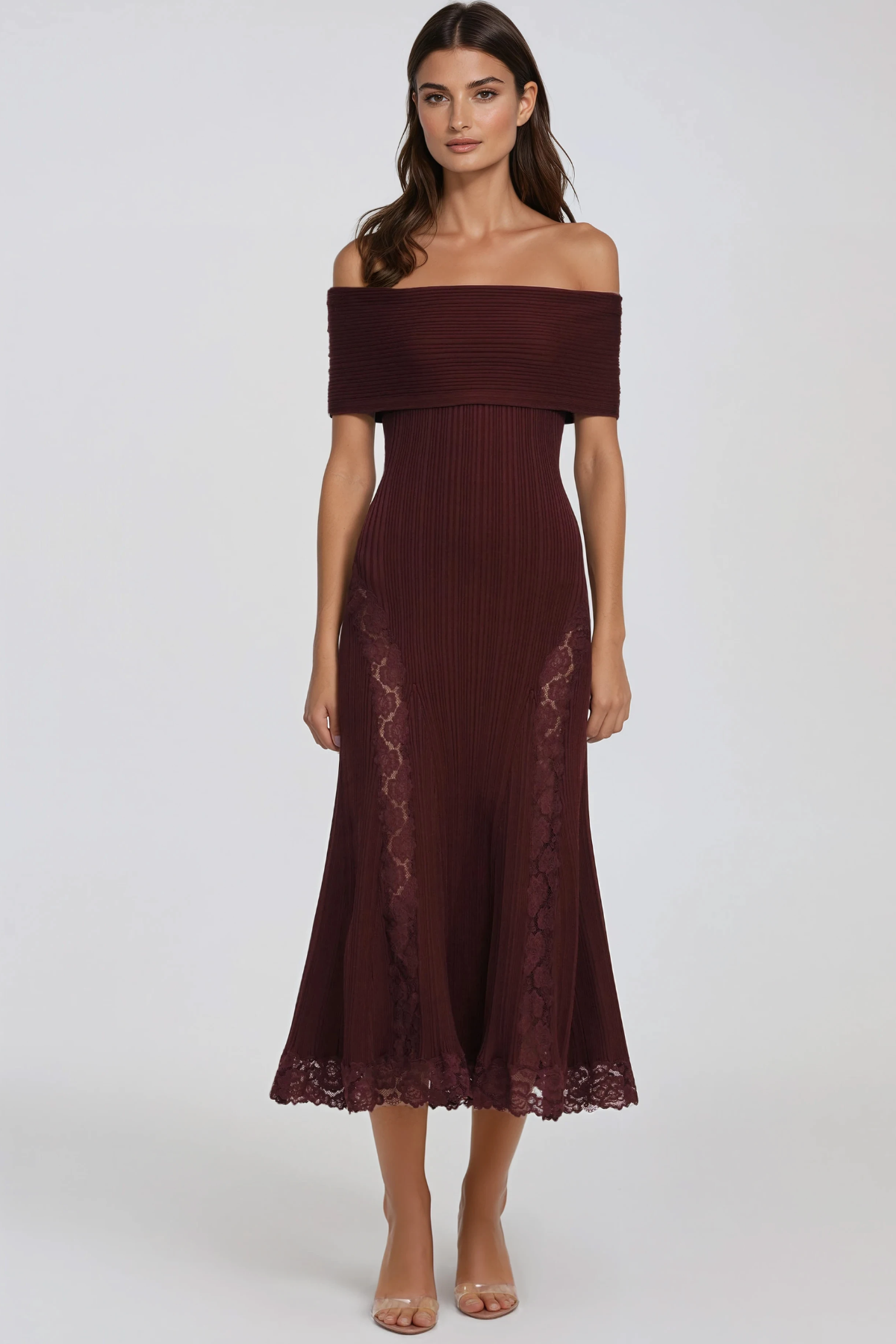 Haregewoin Off Shoulder Lace Midi Dress