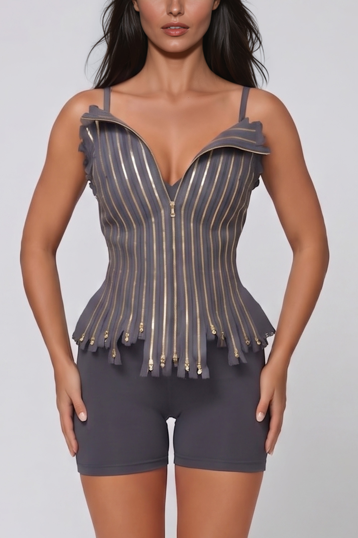 Epaphus Spaghetti Zipper Top
