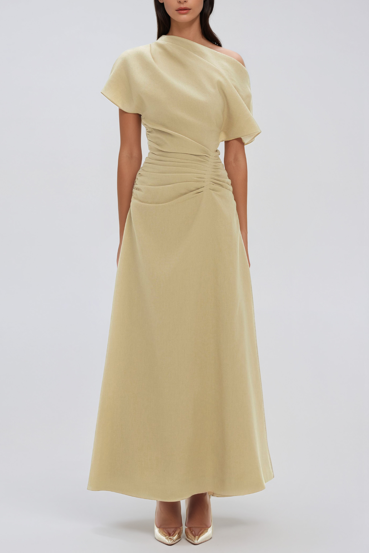 Janeka Asymmetric Ruch Maxi Dress